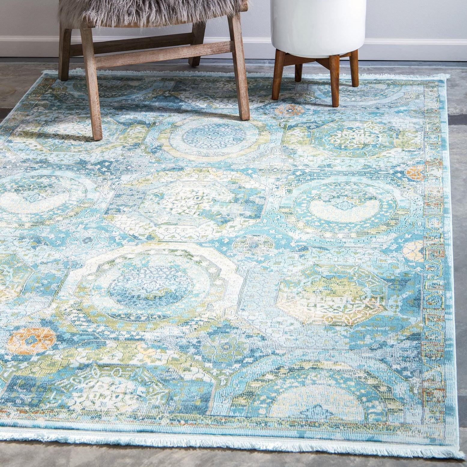 Unique Loom Baracoa Collection Area Rug - Coppelia (7' x 10' Rectangle Light Blue/Blue)