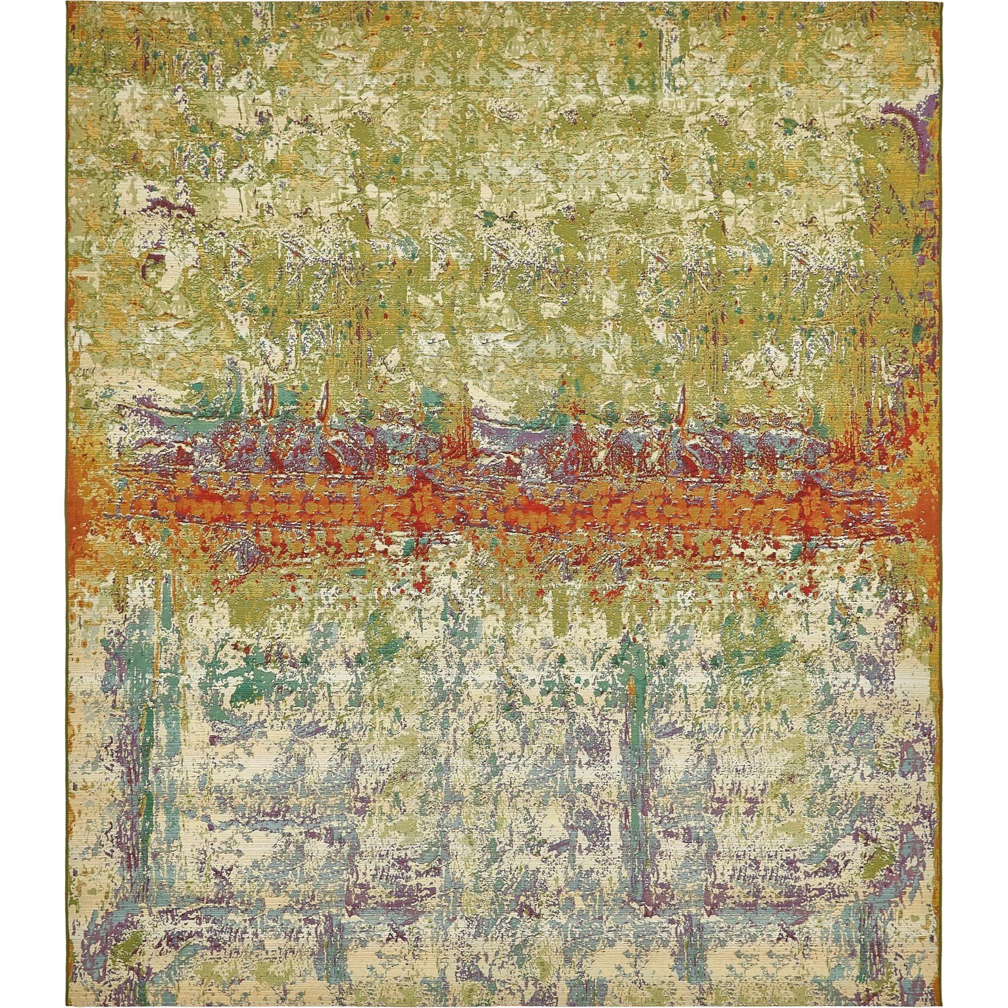 Vibrant Harmony 10' x 12' Multi-Color Abstract Outdoor Rug