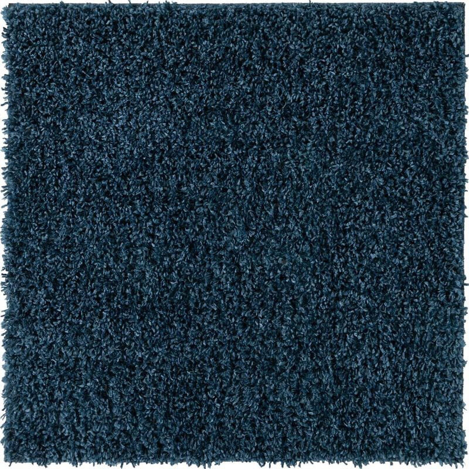 Marine Blue Square Shag Synthetic Easy-Care Rug