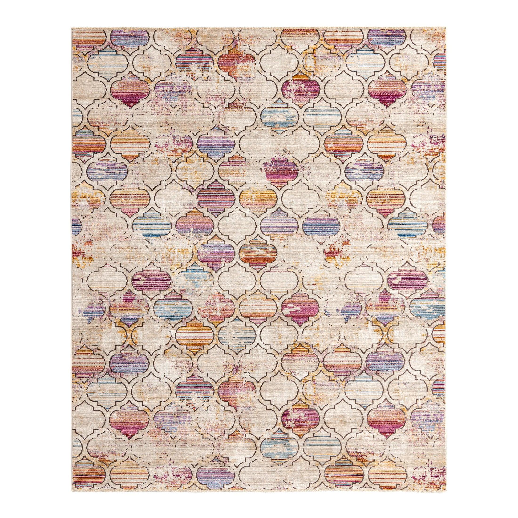 Unique Loom Deepa Collection Area Rug - Static Trellis (7' 10" x 9' 8" Rectangle Multi/Beige)