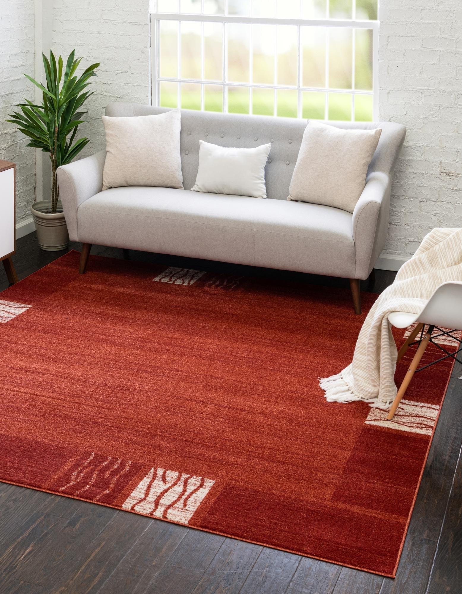 Unique Loom Del Mar Collection Area Rug - Sarah (7' 10" Square Terracotta/Rust Red)