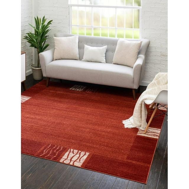 Unique Loom Del Mar Collection Area Rug - Sarah (7' 10" Square Terracotta/Rust Red)