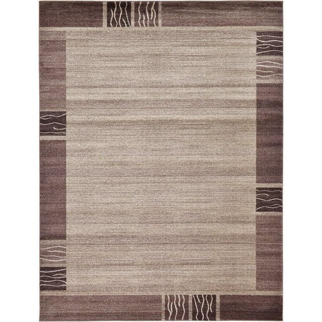 Unique Loom Del Mar Collection Area Rug - Sarah (9' x 12' Rectangle Dark Beige/Brown)