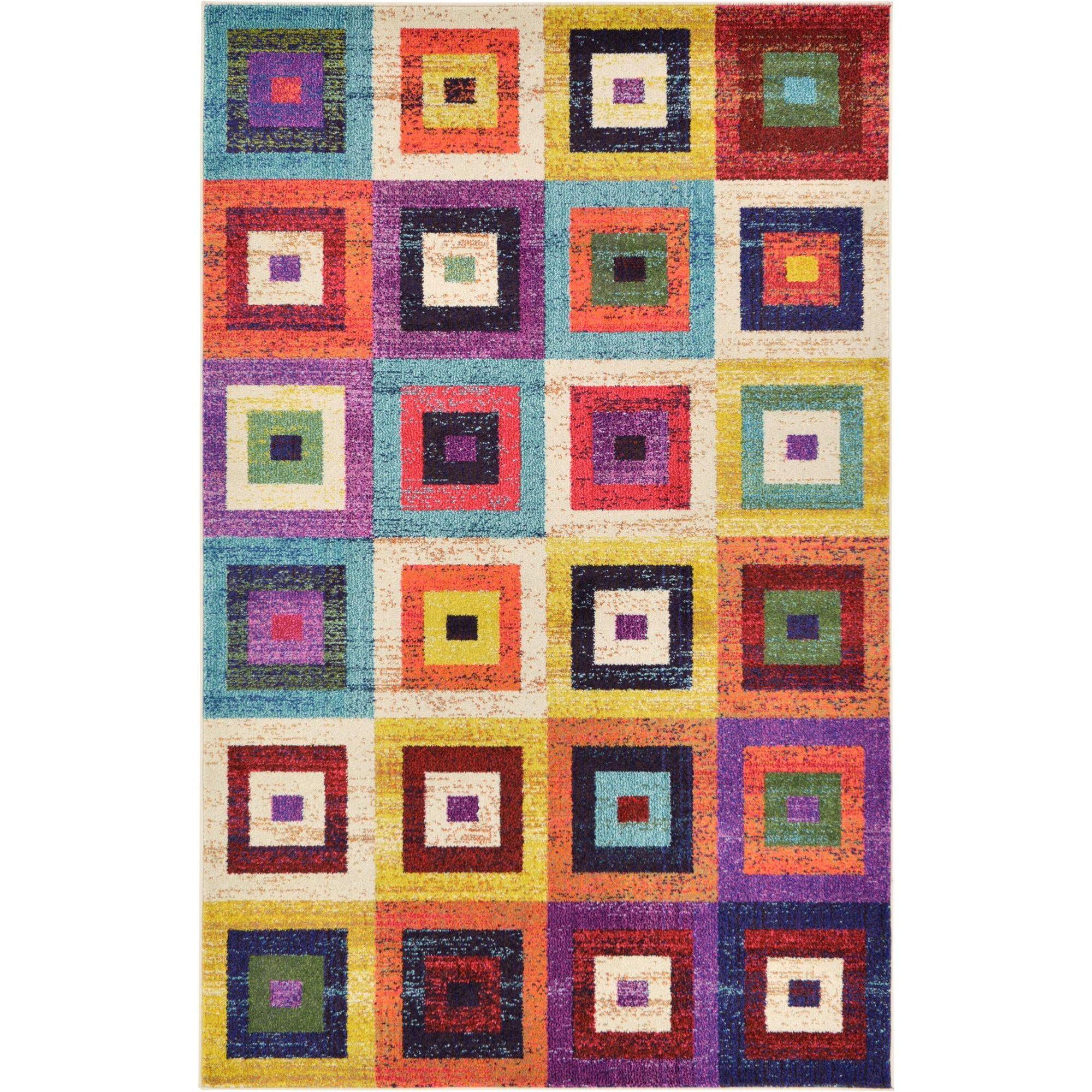 Vivid Estrella 5' x 8' Multicolor Geometric Synthetic Area Rug