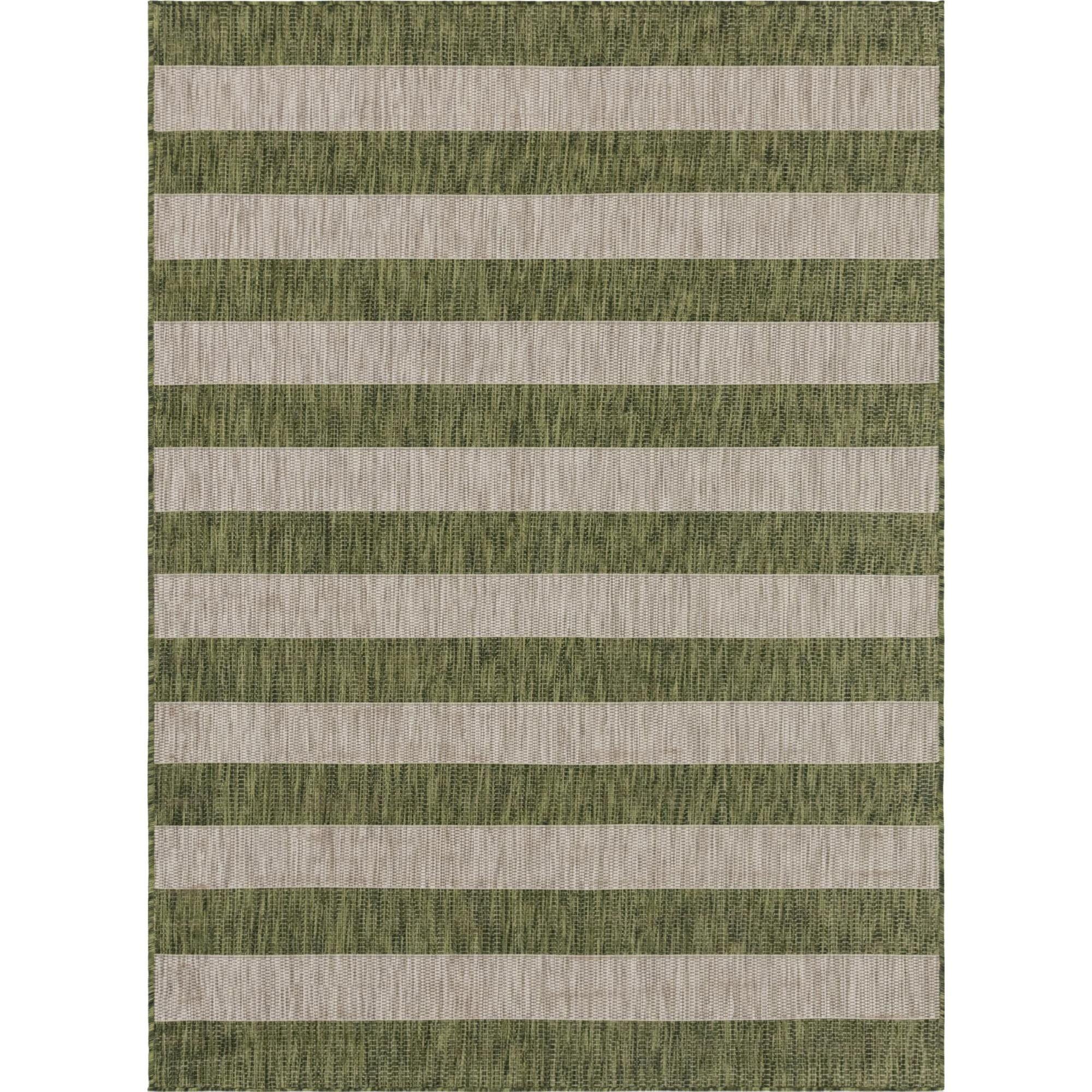 Unique Loom 8' 0 x 11' 4 Rectangle Indoor/Outdoor Striped Green Area Rug