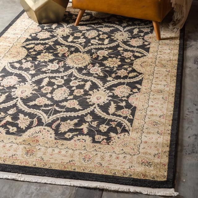 Unique Loom Edinburgh Collection Area Rug - Tansy (3' 3" x 5' 3" Rectangle Black/Cream)