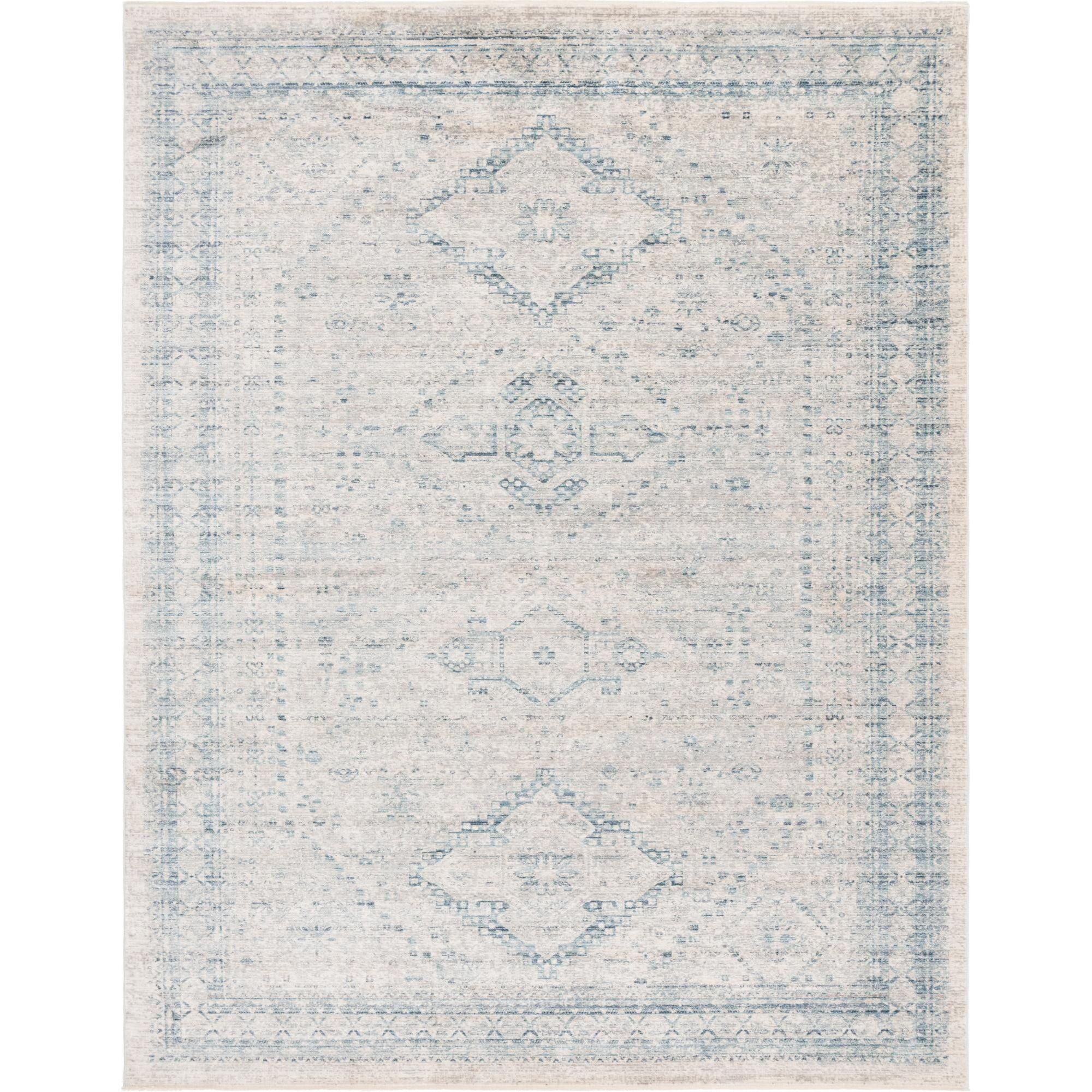 Unique Loom Elizabeth Noble Rug Gray/Light Blue 10' x 13' 5" Rectangle Medallion Country Perfect For Living Room Bed Room Dining Room Office