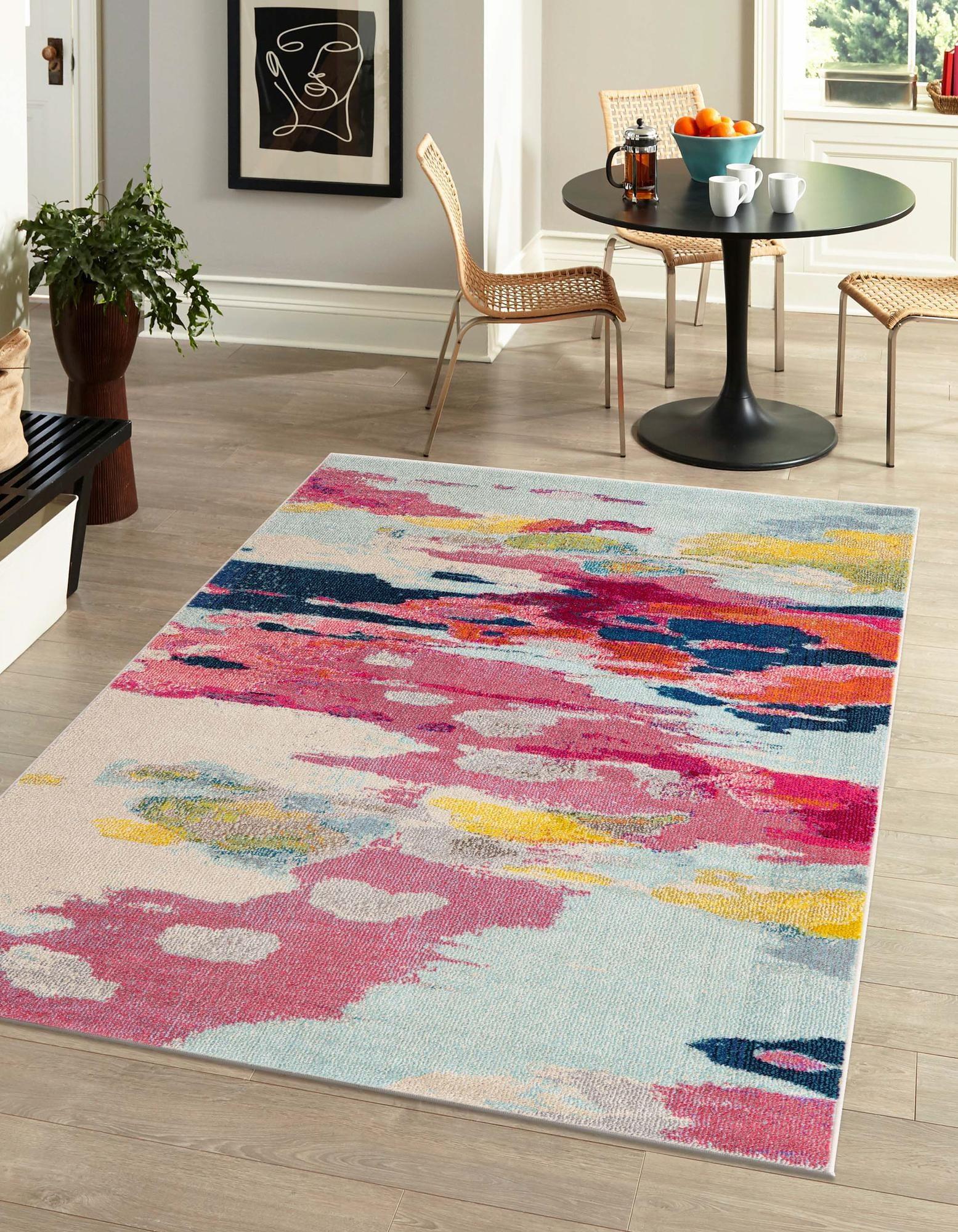 Unique Loom Estrella Collection Area Rug - Laurnell (5' 1" x 8' Rectangle Pink/Orange)
