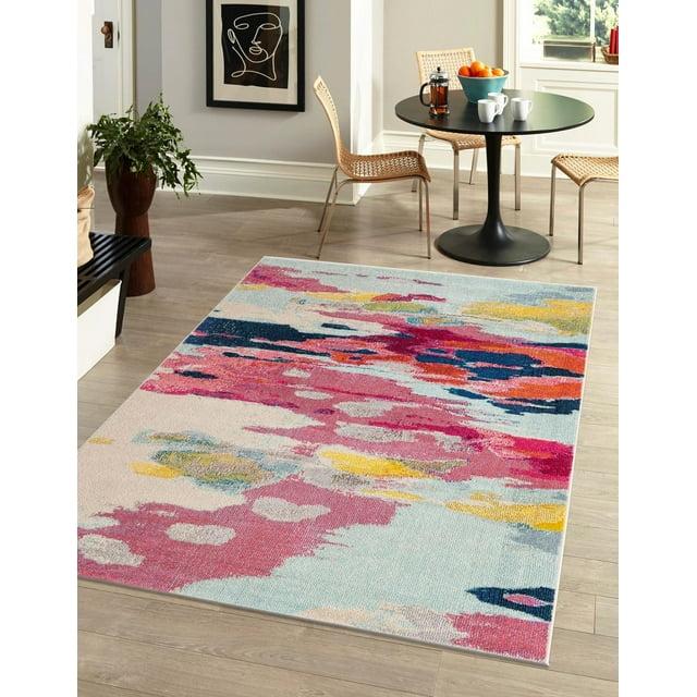 Unique Loom Estrella Collection Area Rug - Laurnell (5' 1" x 8' Rectangle Pink/Orange)