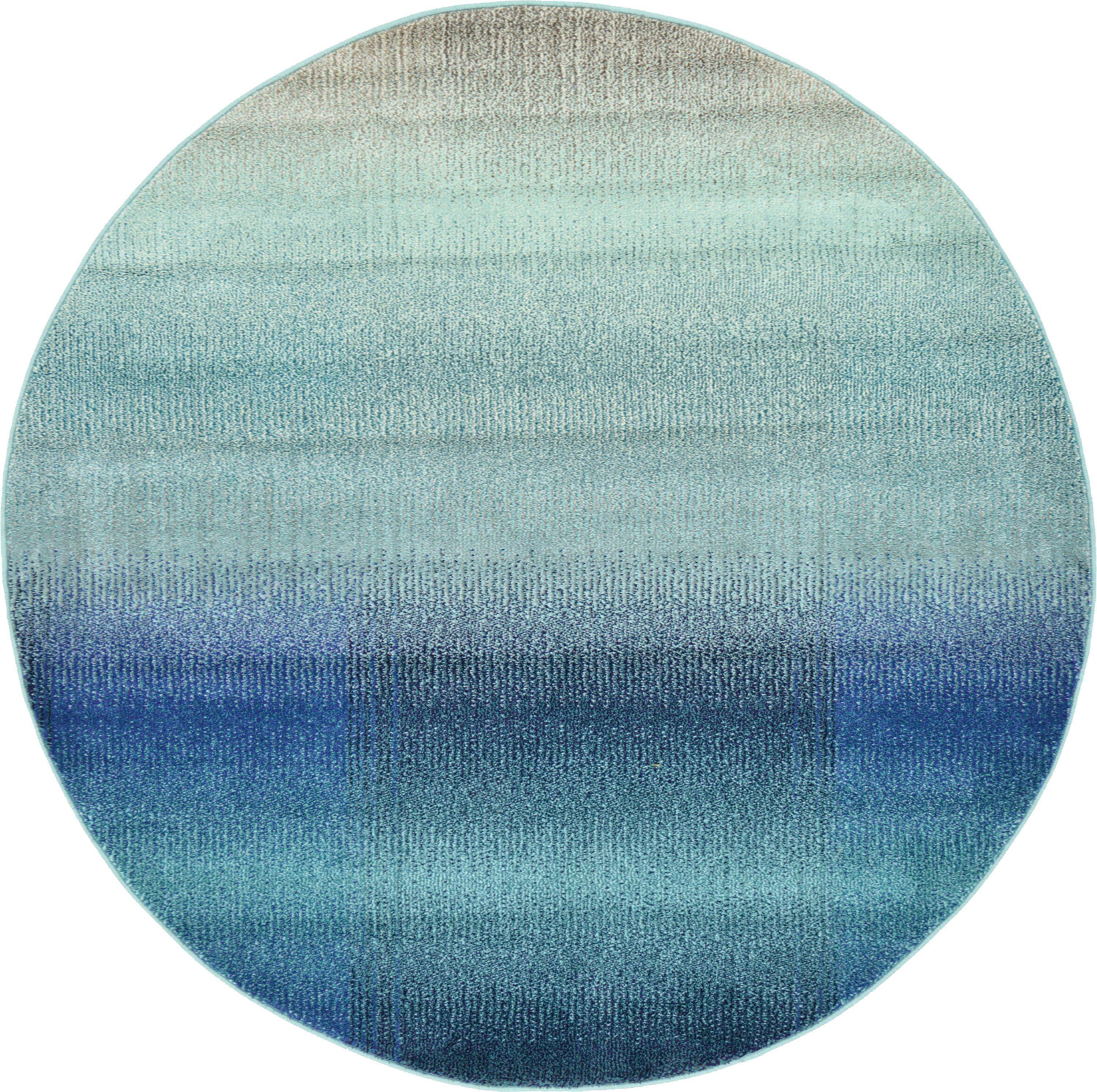 Azura Barcelona 6' Round Easy-Care Synthetic Area Rug, Blue