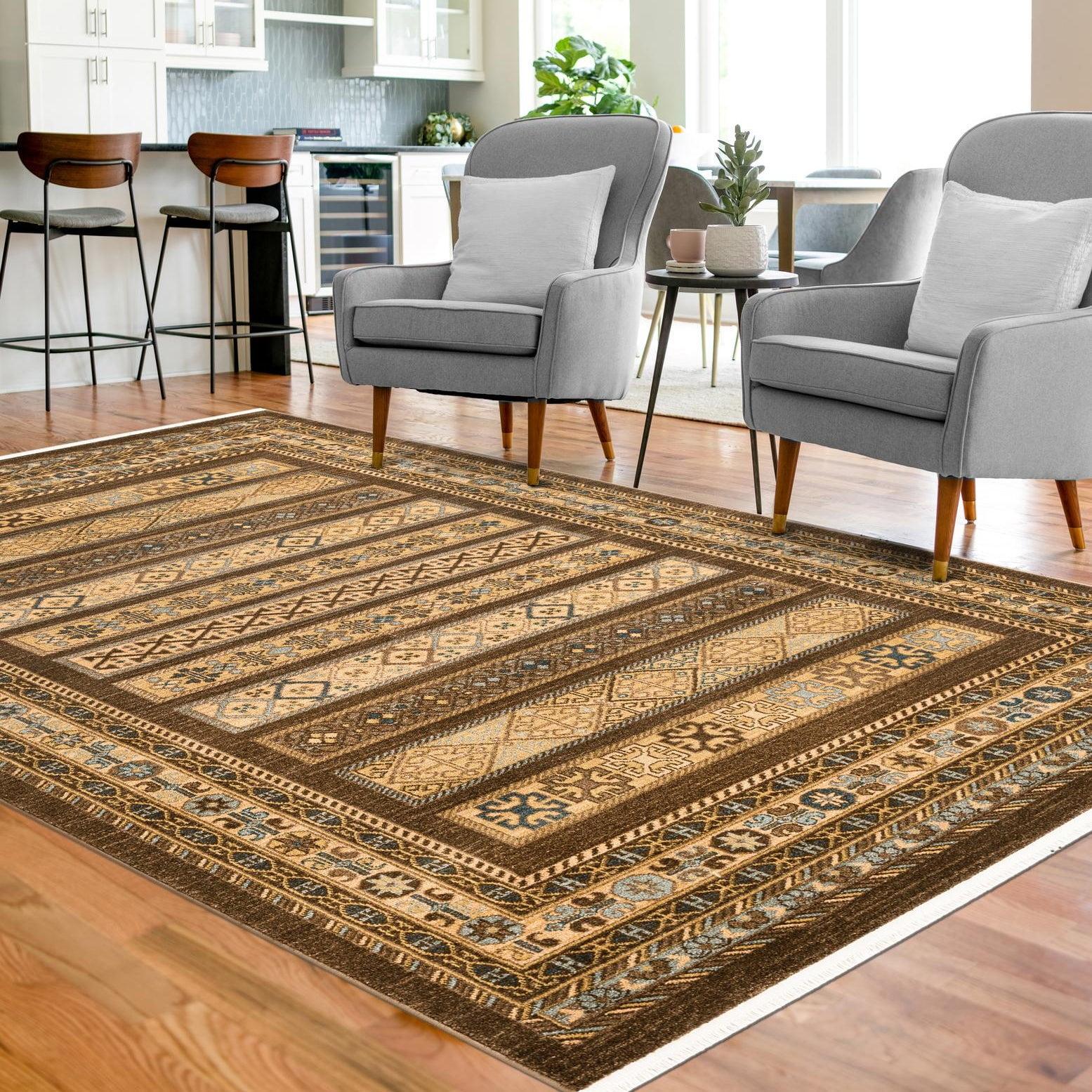 Unique Loom Fars Collection Area Rug - Pasadena (7' 1" x 10' Rectangle Brown/Light Blue)