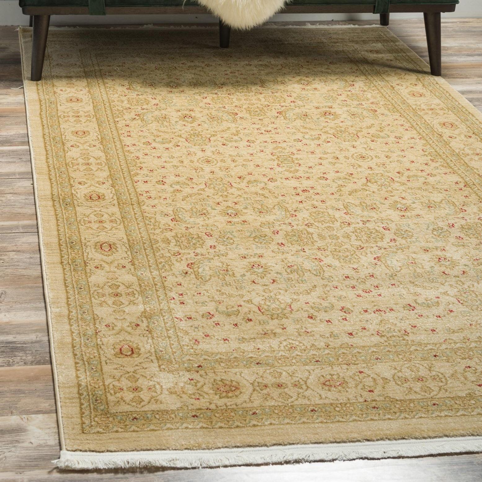 Elegant Cream 5' x 8' Rectangular Synthetic Area Rug