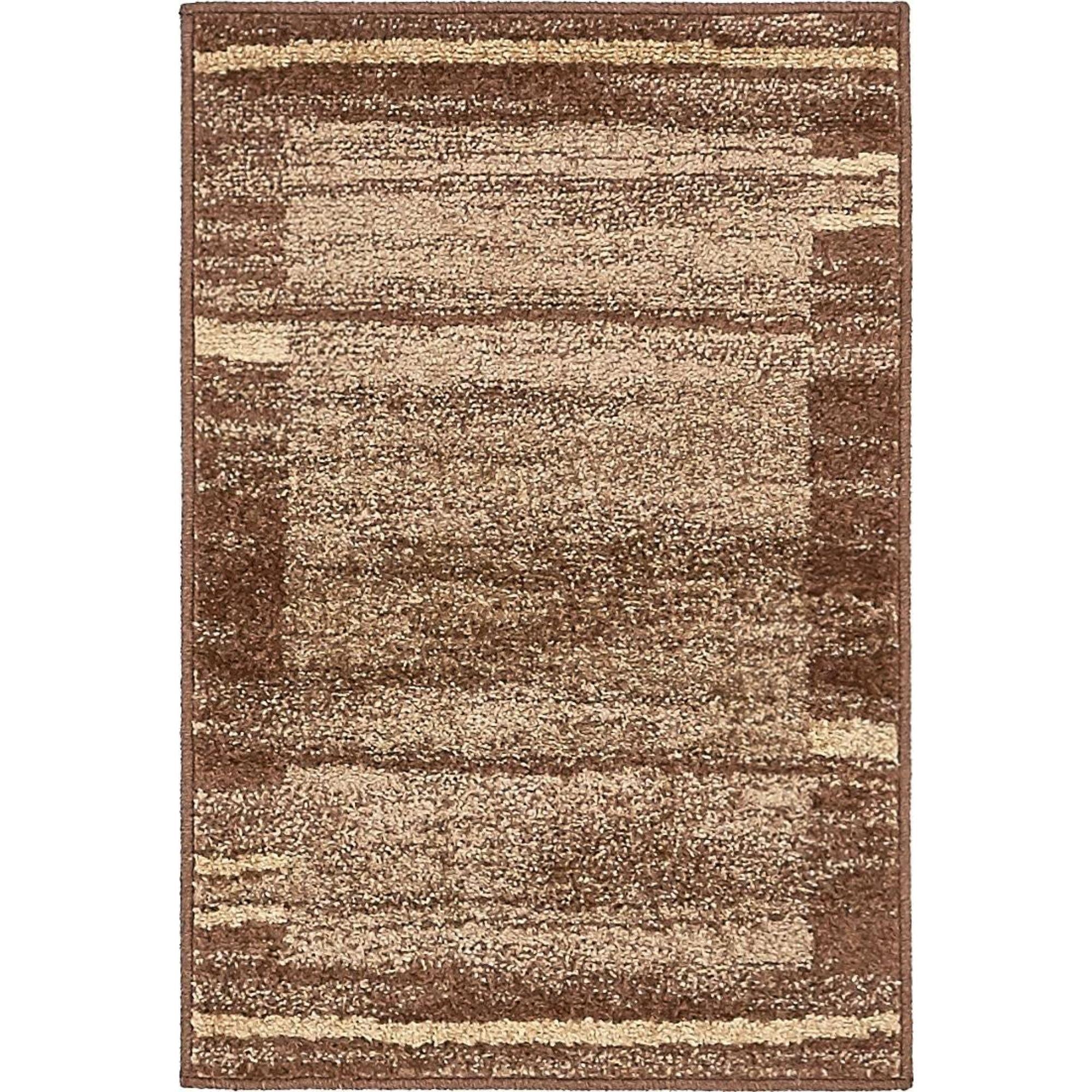 Modern Abstract Brown & Beige Indoor Area Rug - 2' x 3'