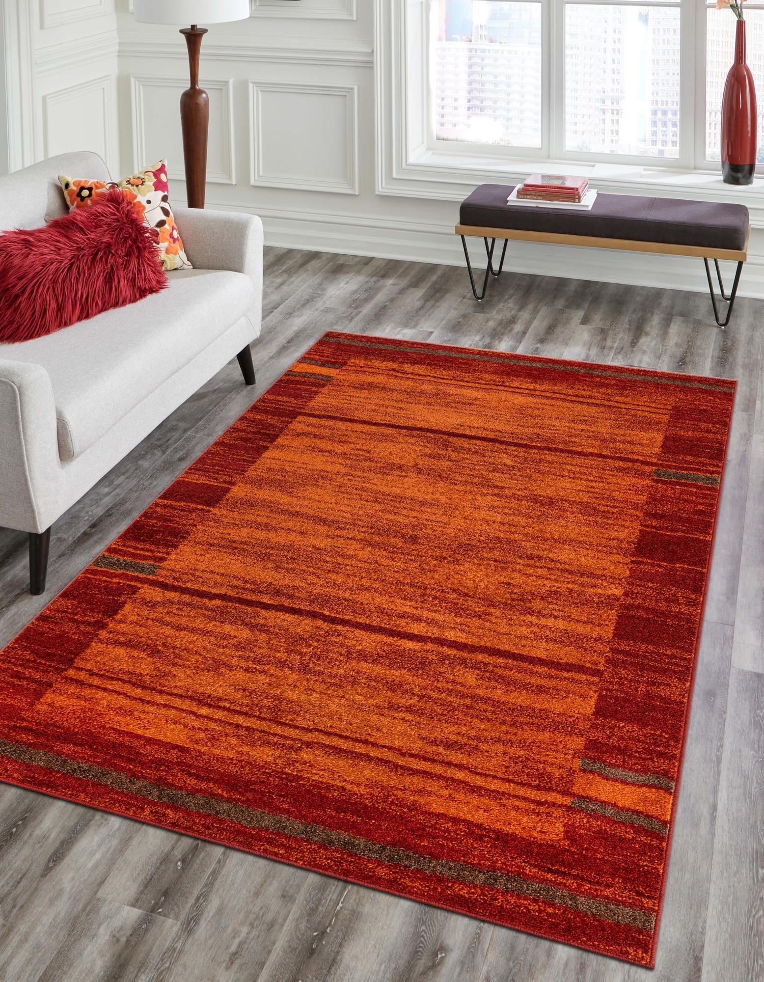 Terracotta Abstract 9' x 12' Easy-Care Synthetic Area Rug