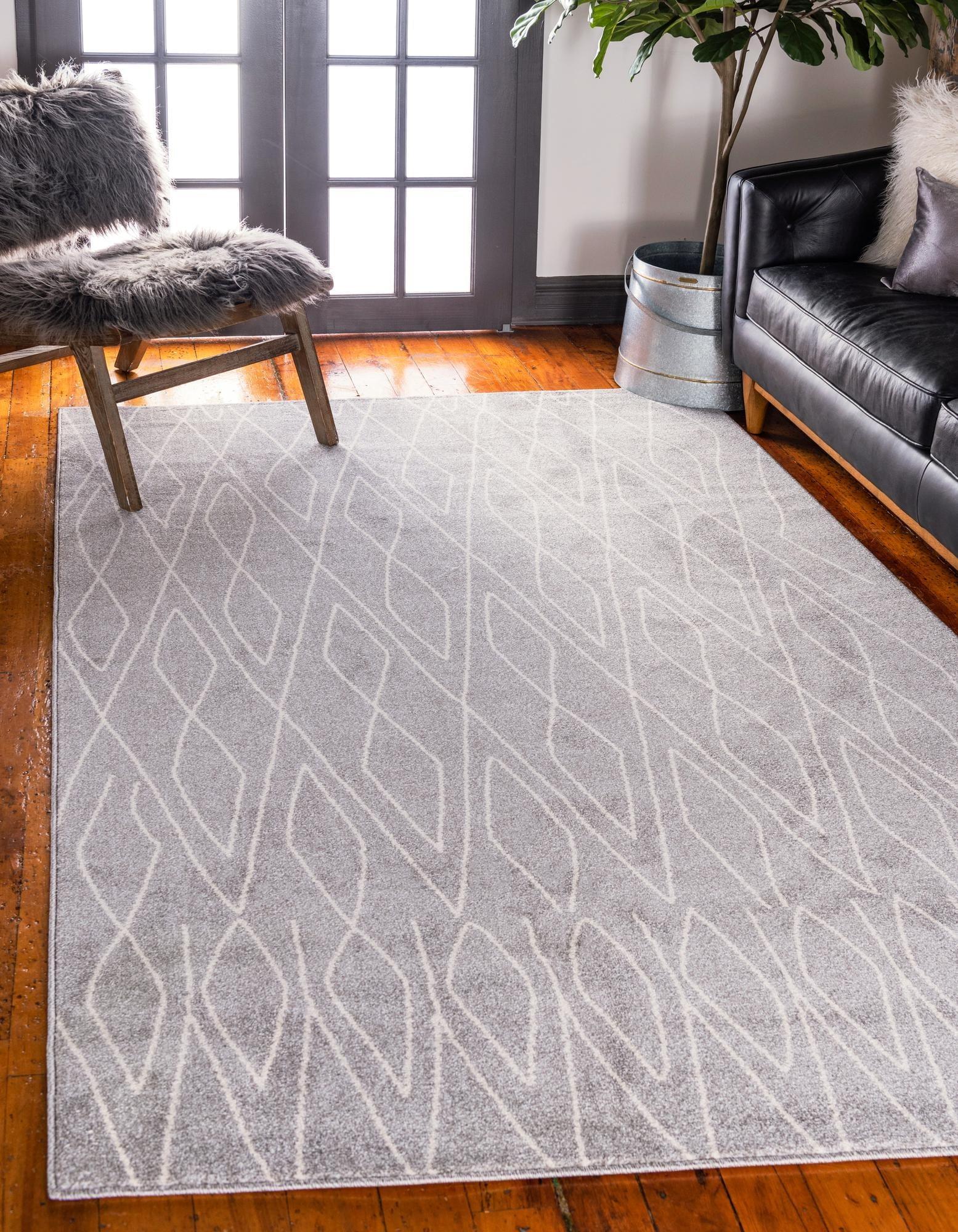 Modern Gray Geometric Indoor Rug, 2' x 3', Easy Care & Stain-resistant