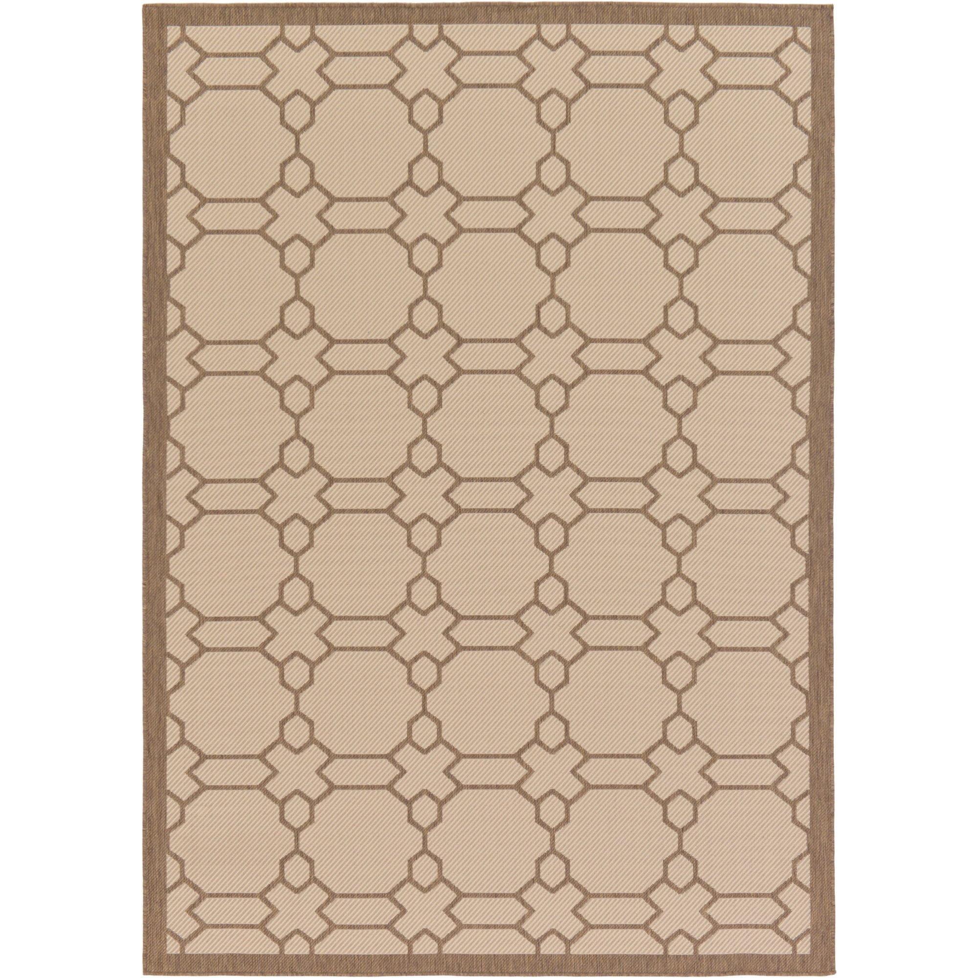 Unique Loom Outdoor Trellis Collection Area Rug - Geometric (7' 1" x 10' Rectangle Beige/Brown)