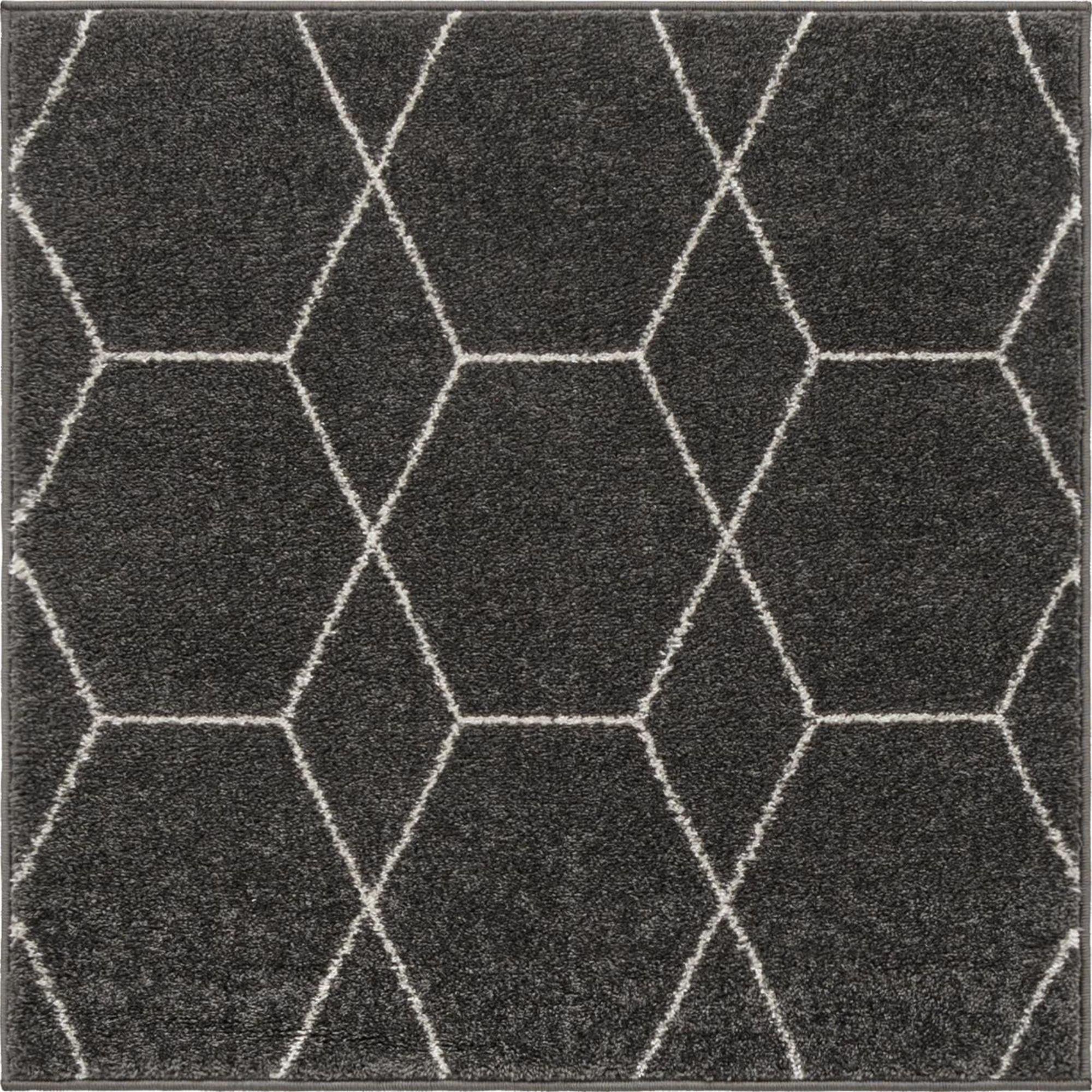 Trellis Frieze Dark Gray 3' Square Synthetic Area Rug