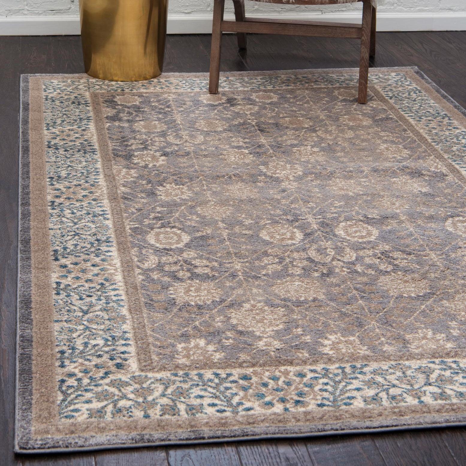 Unique Loom 7' 1 x 10' 0 Gray Salzburg Gneis Area Rug