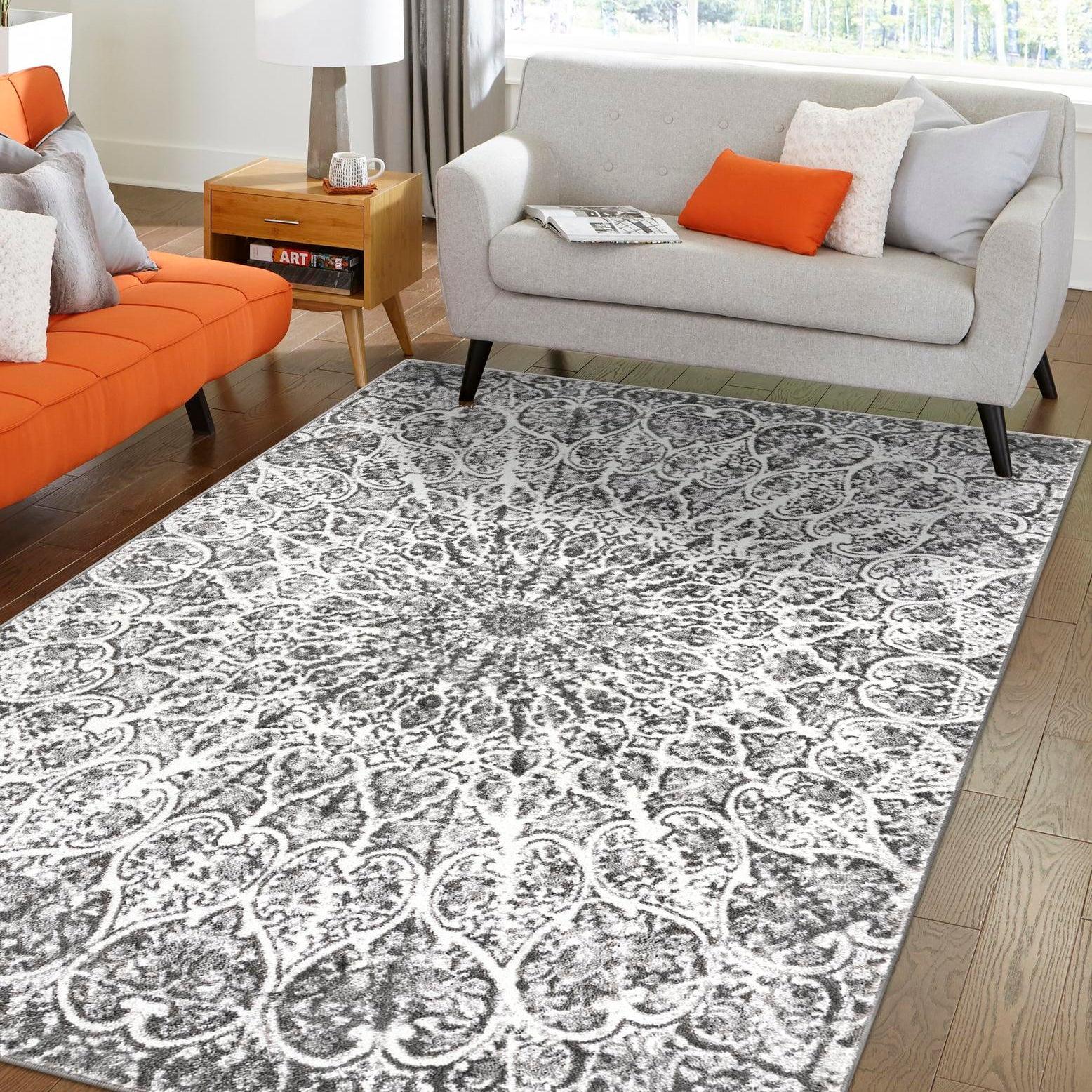 Unique Loom 4' 0 x 6' 0 Sofia Grace Dark Gray Area Rug
