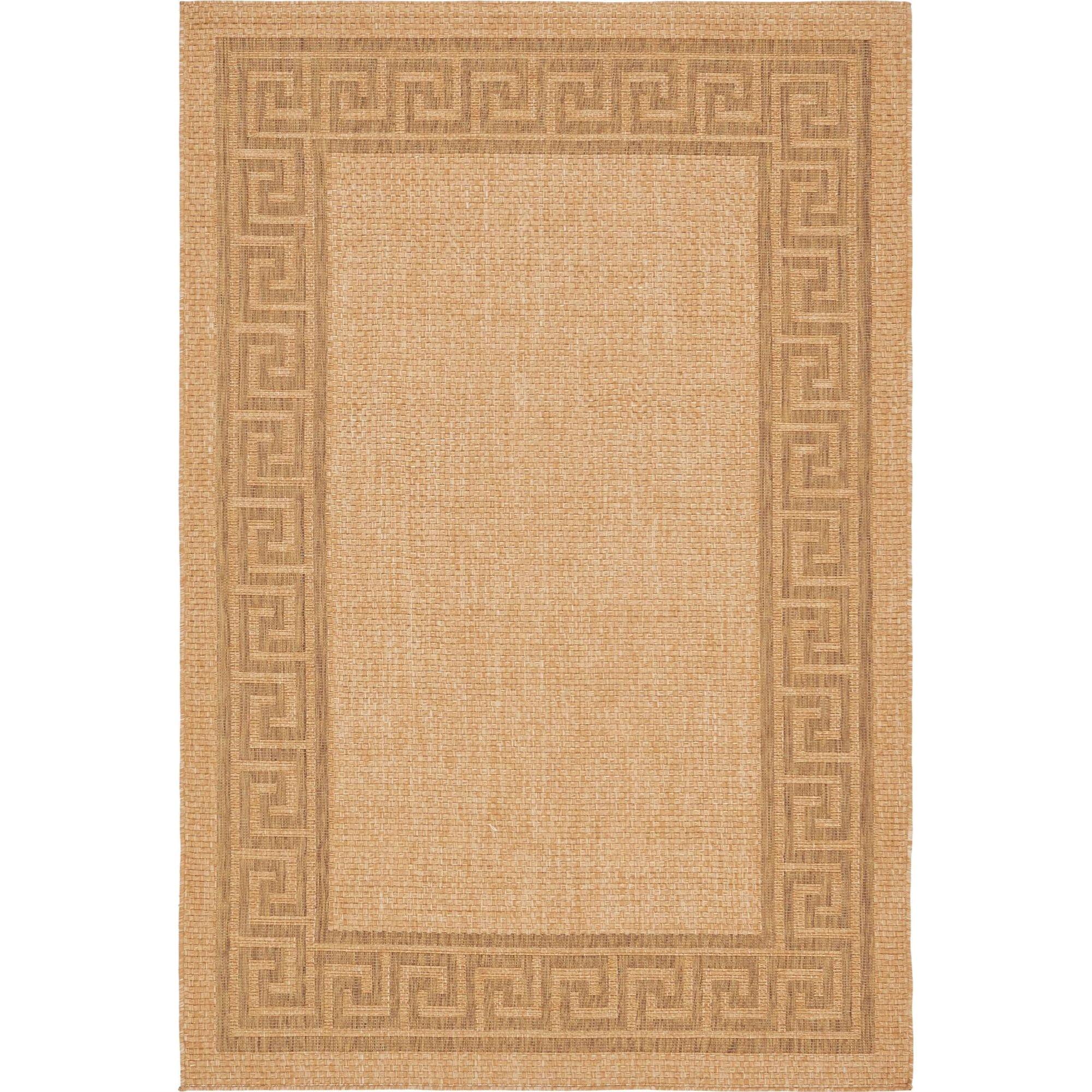 Easy-Care Reversible Light Brown Outdoor Rug 6' x 9'