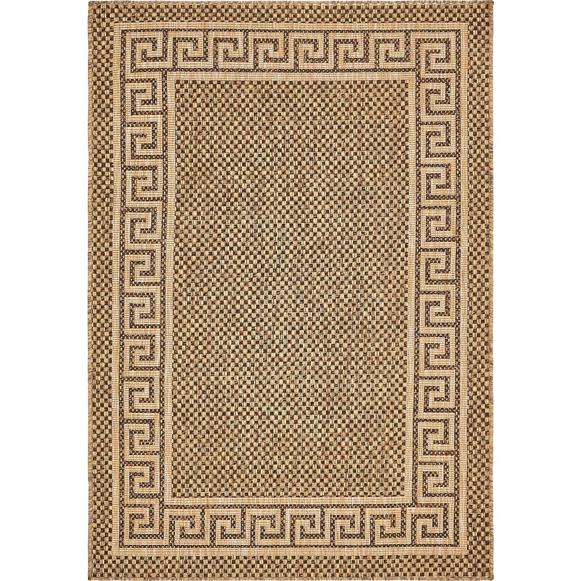 Brown Rectangular Stain-Resistant Outdoor Rug 4' x 6'