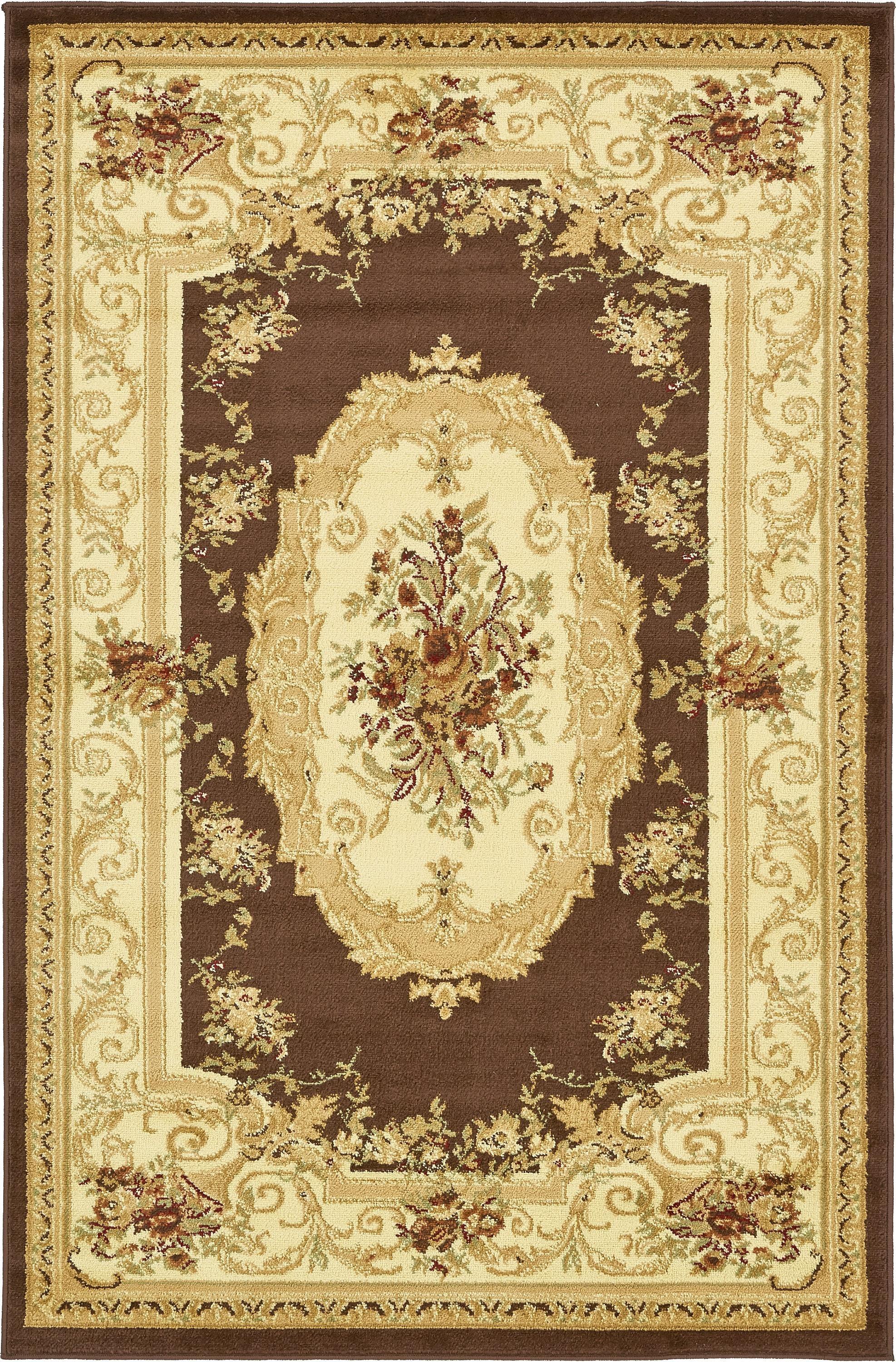 Versailles Brown and Cream Medallion 4' x 6' Synthetic Rug