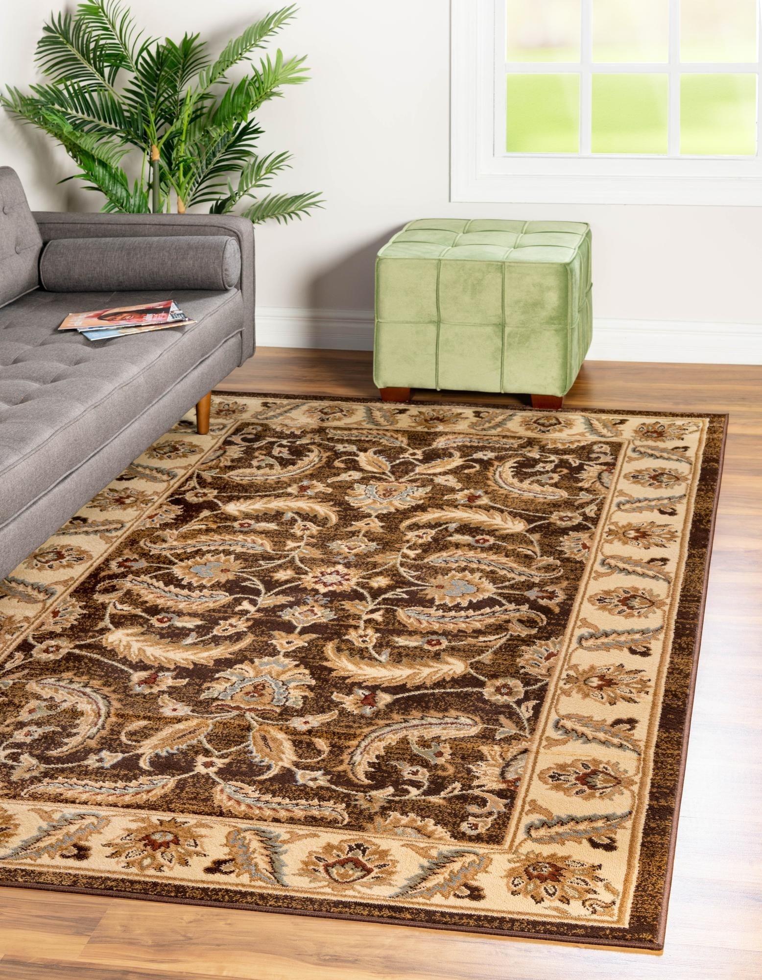 Elegant Brown Synthetic 8' x 10' Rectangular Easy Care Rug