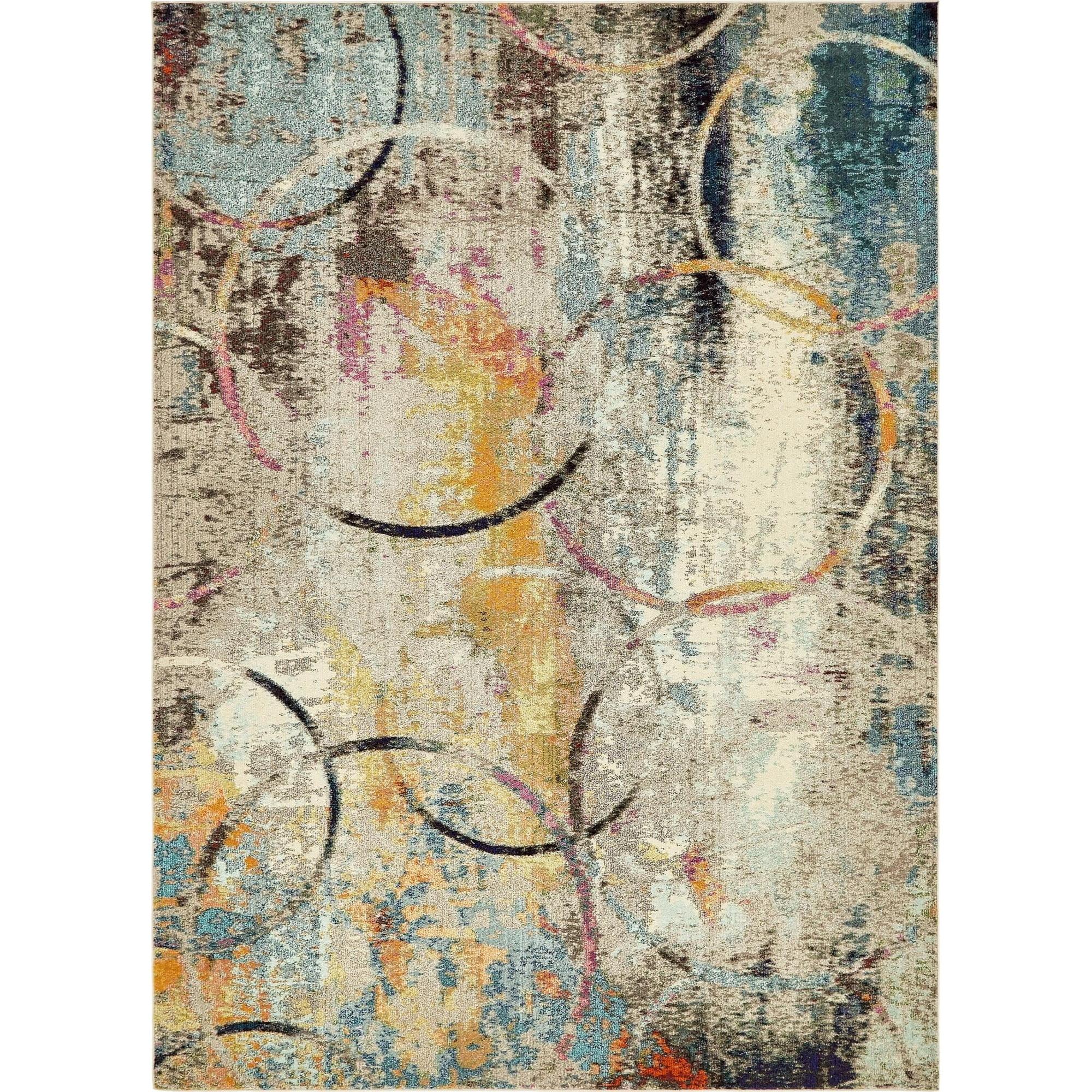 Colorful Abstract 9' x 12' Synthetic Indoor Area Rug