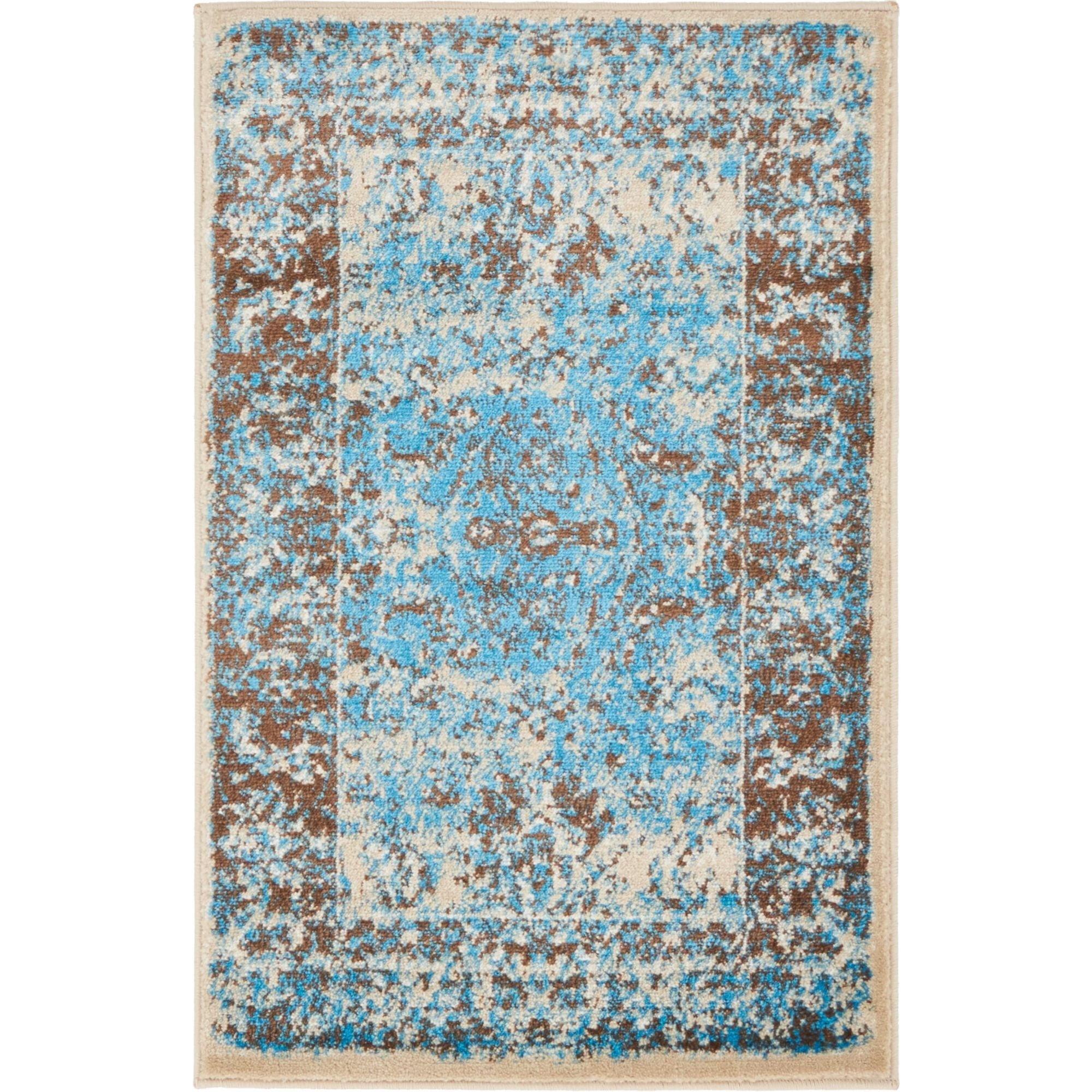 Unique Loom Imperial Collection Area Rug - Bosphorus (2' x 3' 1" Rectangle Ivory and Blue/Brown)