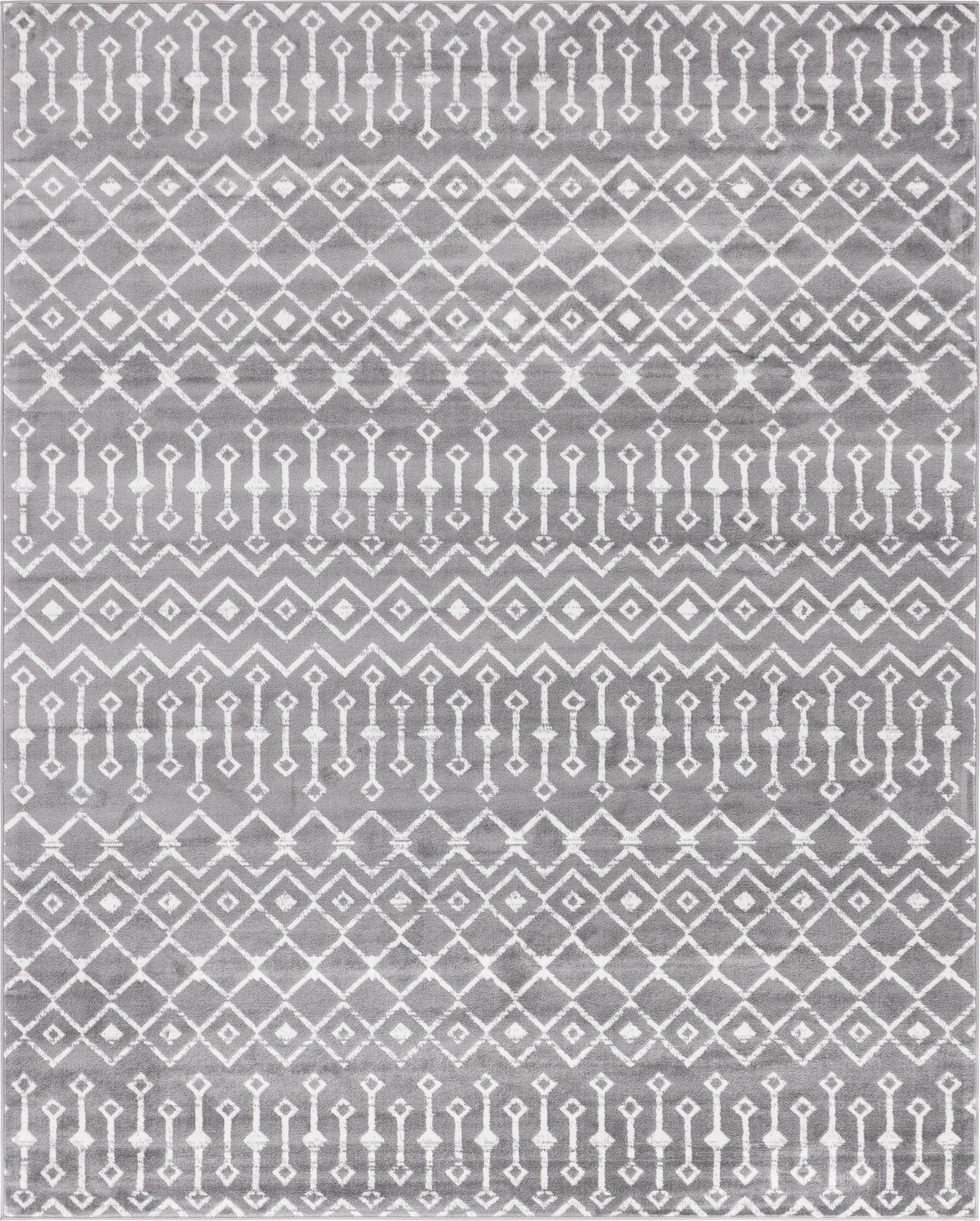 Modern Gray Trellis 8' x 10' Easy-Care Synthetic Area Rug