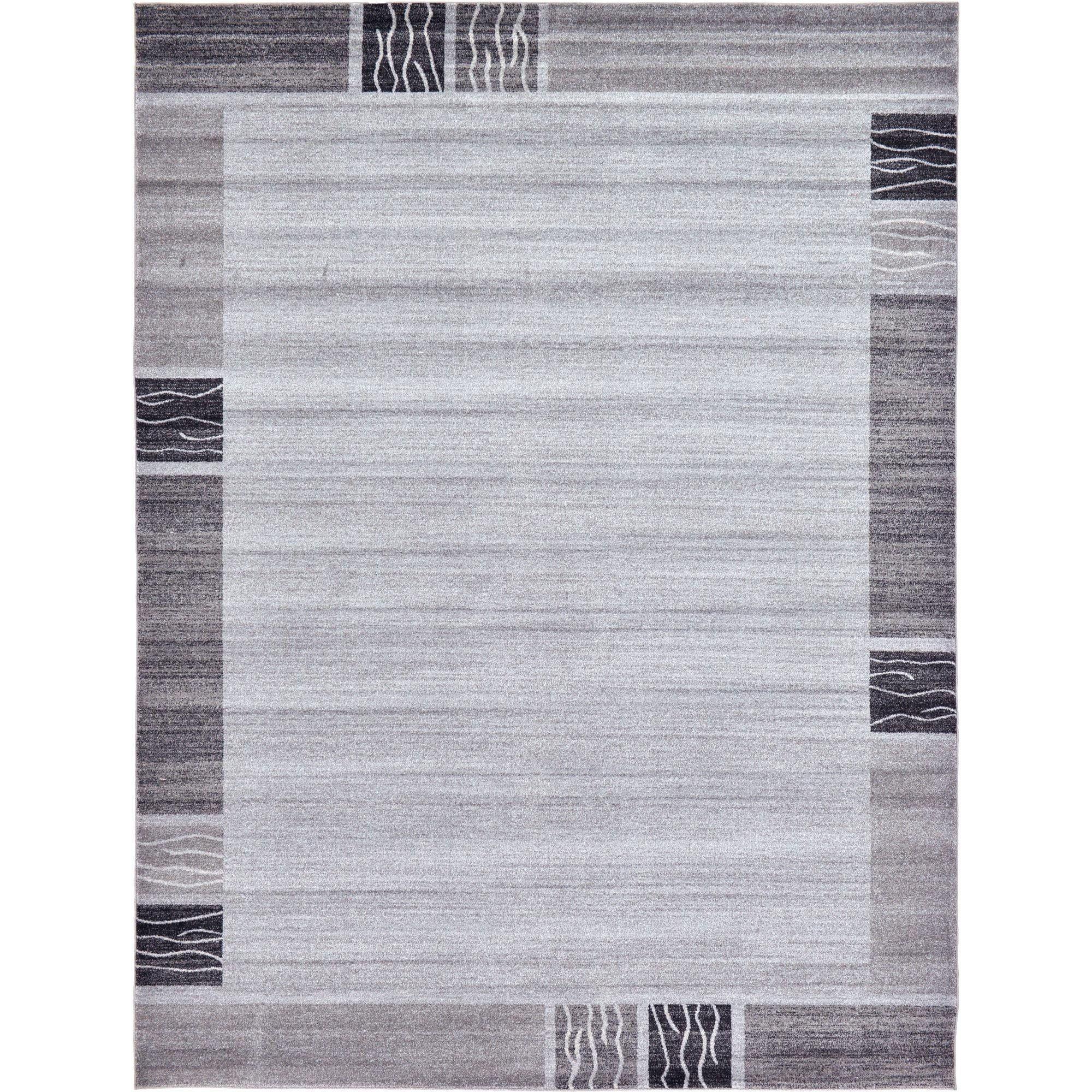 Angelica Light Gray 9' x 12' Tufted Geometric Synthetic Area Rug