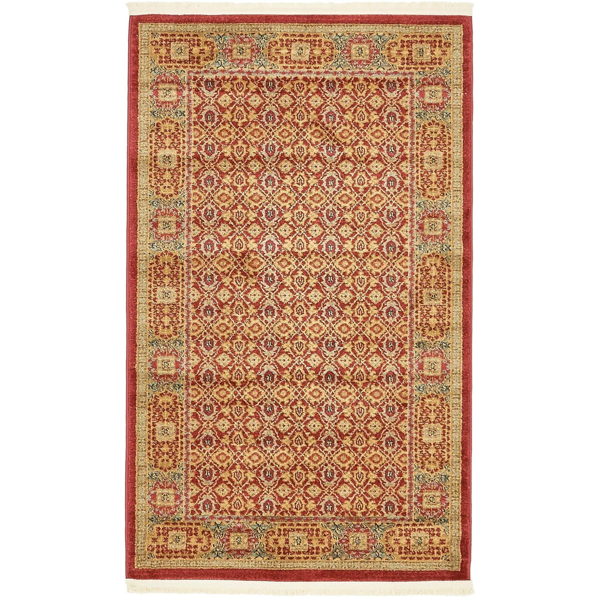 Regal Red Rectangular 6' x 9' Stain-Resistant Synthetic Rug