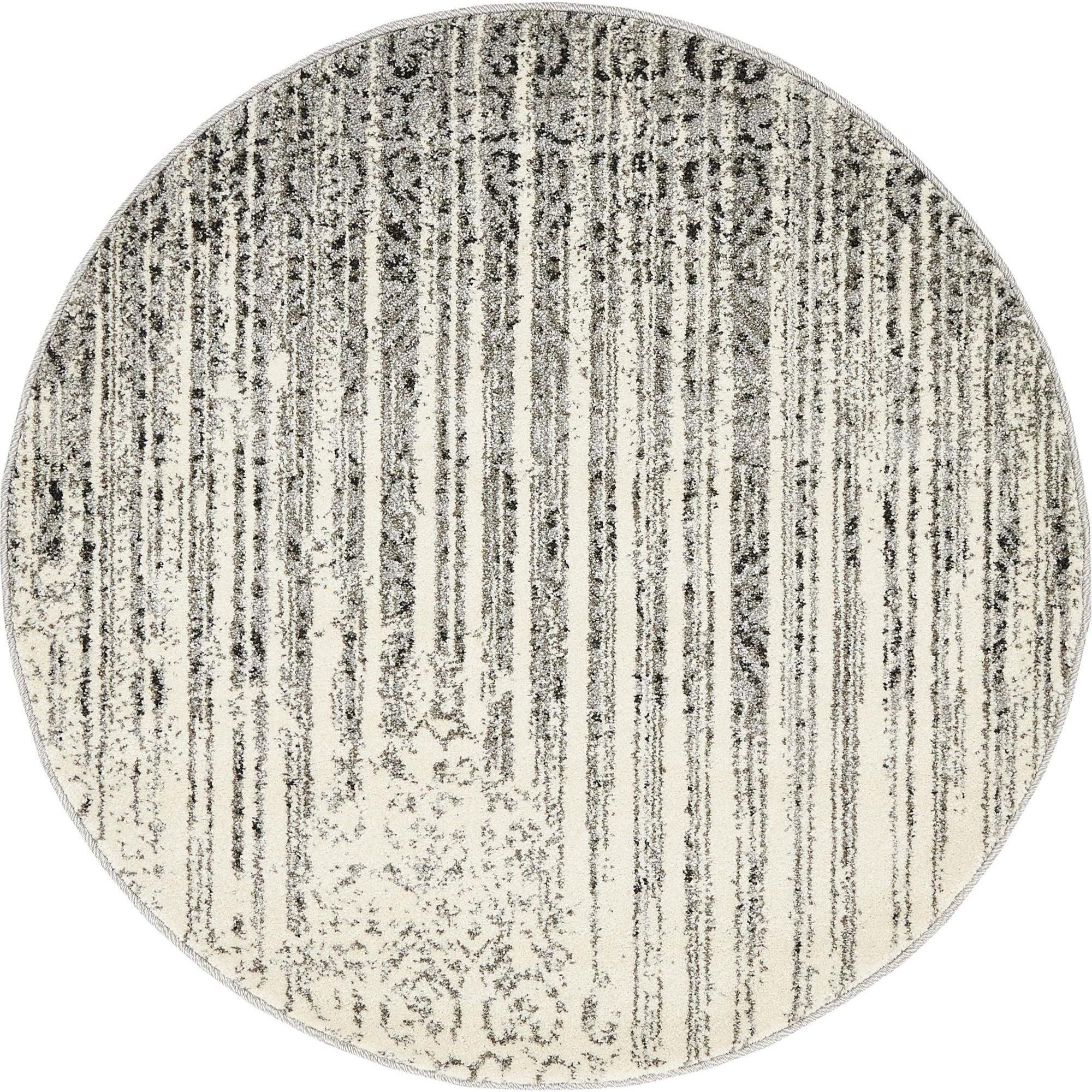 Gray Round Tufted Washable Synthetic Rug 3' 3"