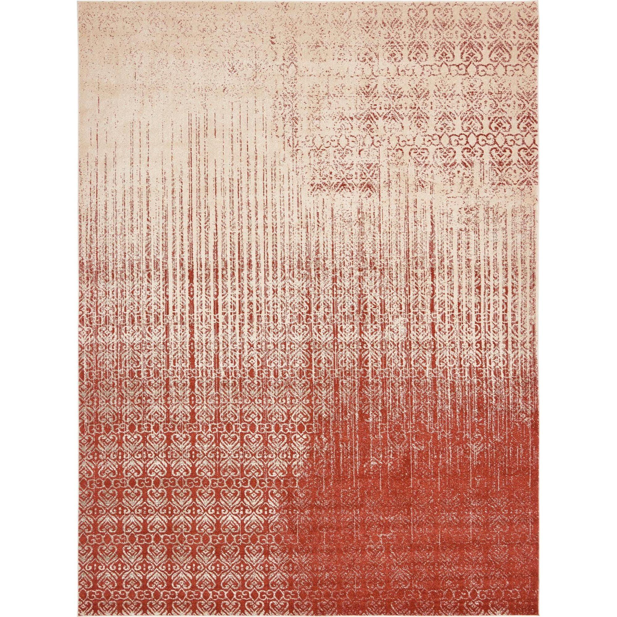 Elegant Red Geometric 10'x13' Synthetic Indoor Area Rug