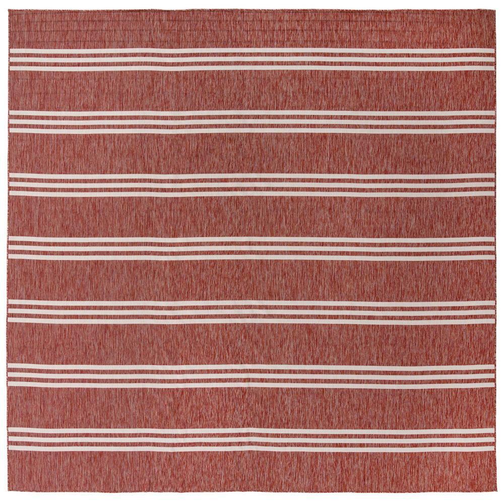 Rust Red Square Outdoor Rug - Easy Care, Stain-resistant Synthetic