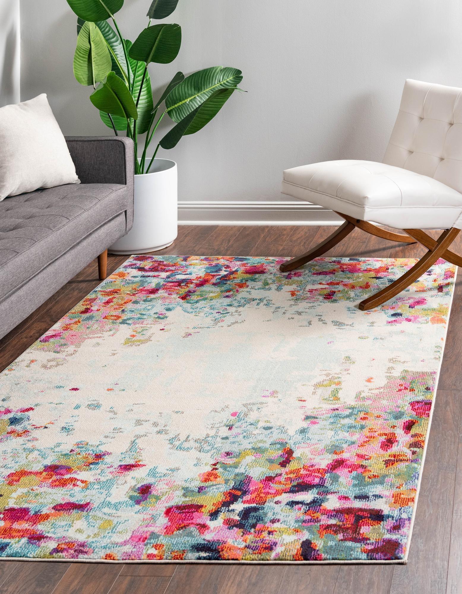 Joyous Multi-Color Abstract 6' x 9' Synthetic Rug