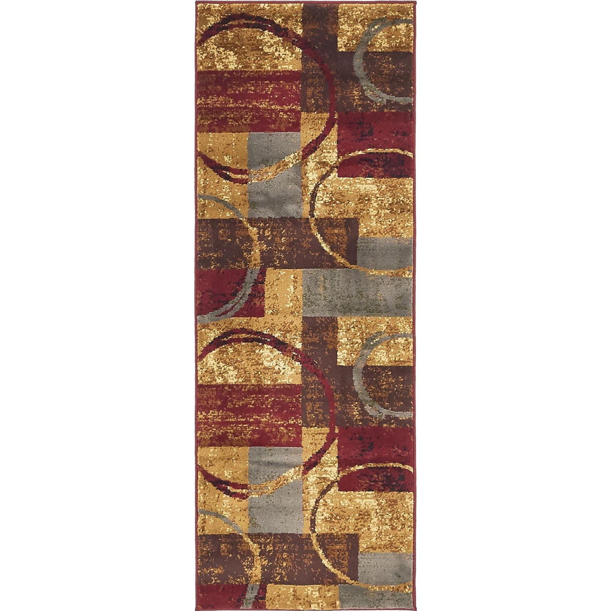 Braided Abstract Synthetic 2'2" x 6'1" Indoor Runner Rug in Multicolor