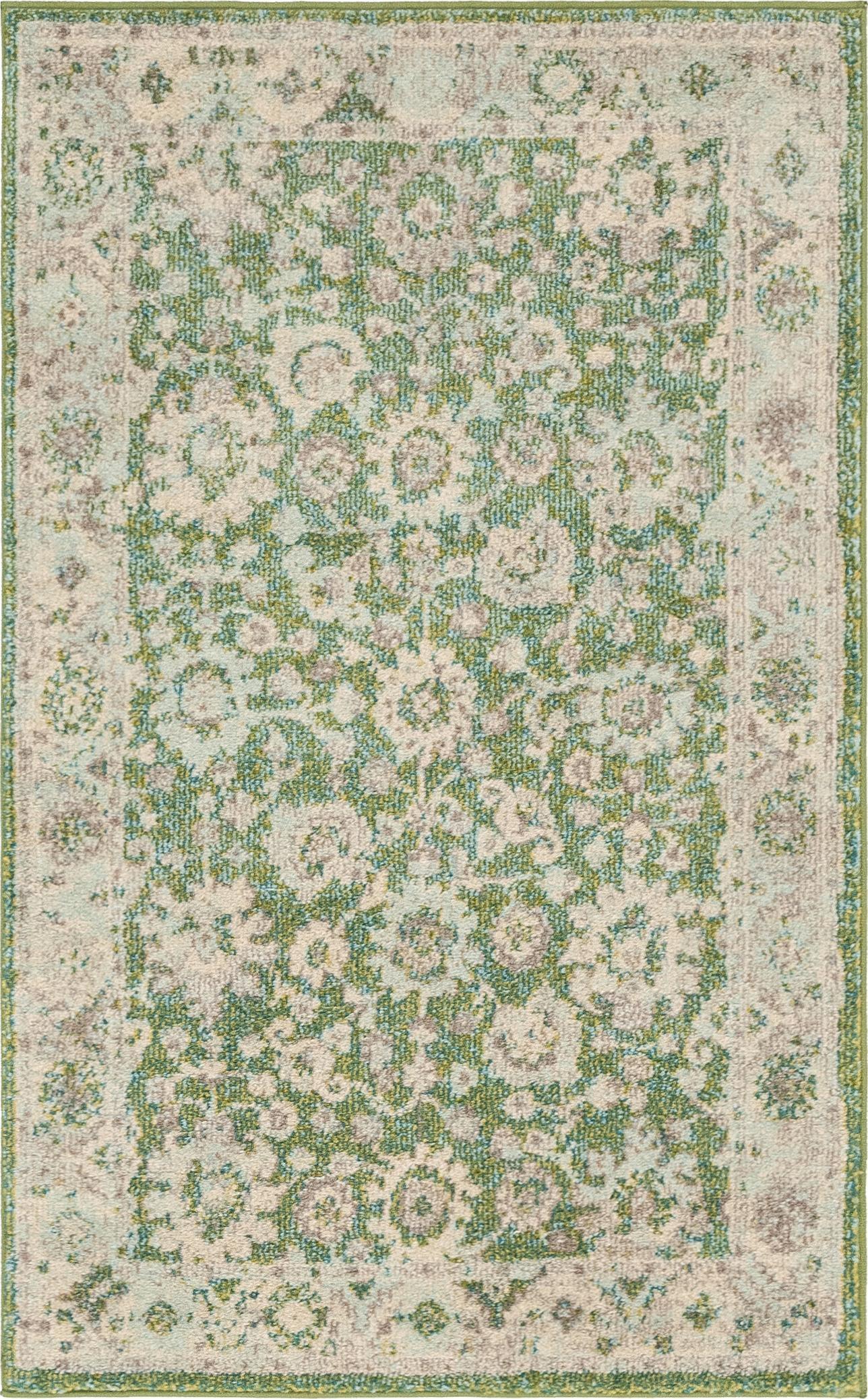 Unique Loom Krystle Penrose Rug Green/Beige 3' 3" x 5' 3" Rectangle Floral Farmhouse Perfect For Living Room Bed Room Dining Room Office