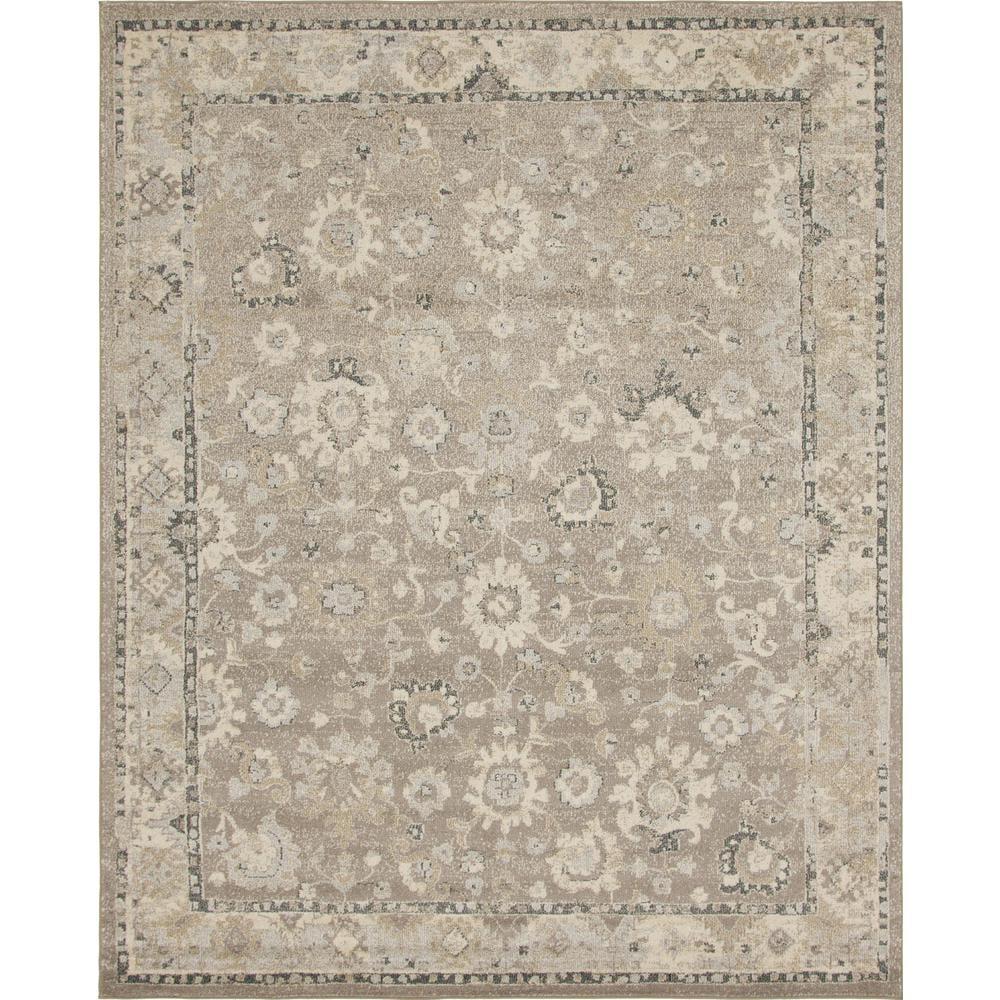 Light Brown Floral Synthetic Rectangular Area Rug