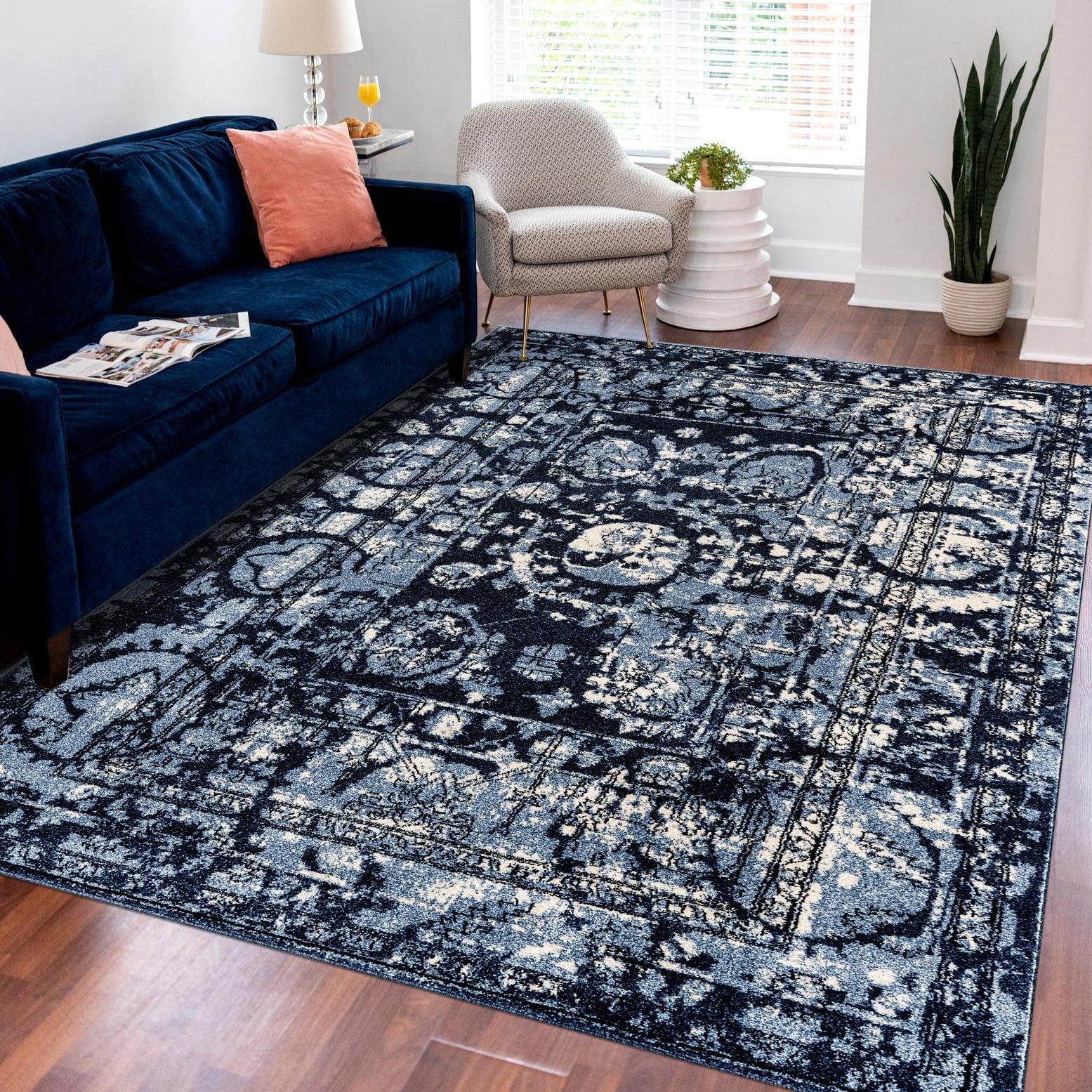 Unique Loom 3' 1 x 5' 3 Blue La Jolla Vintage Area Rug
