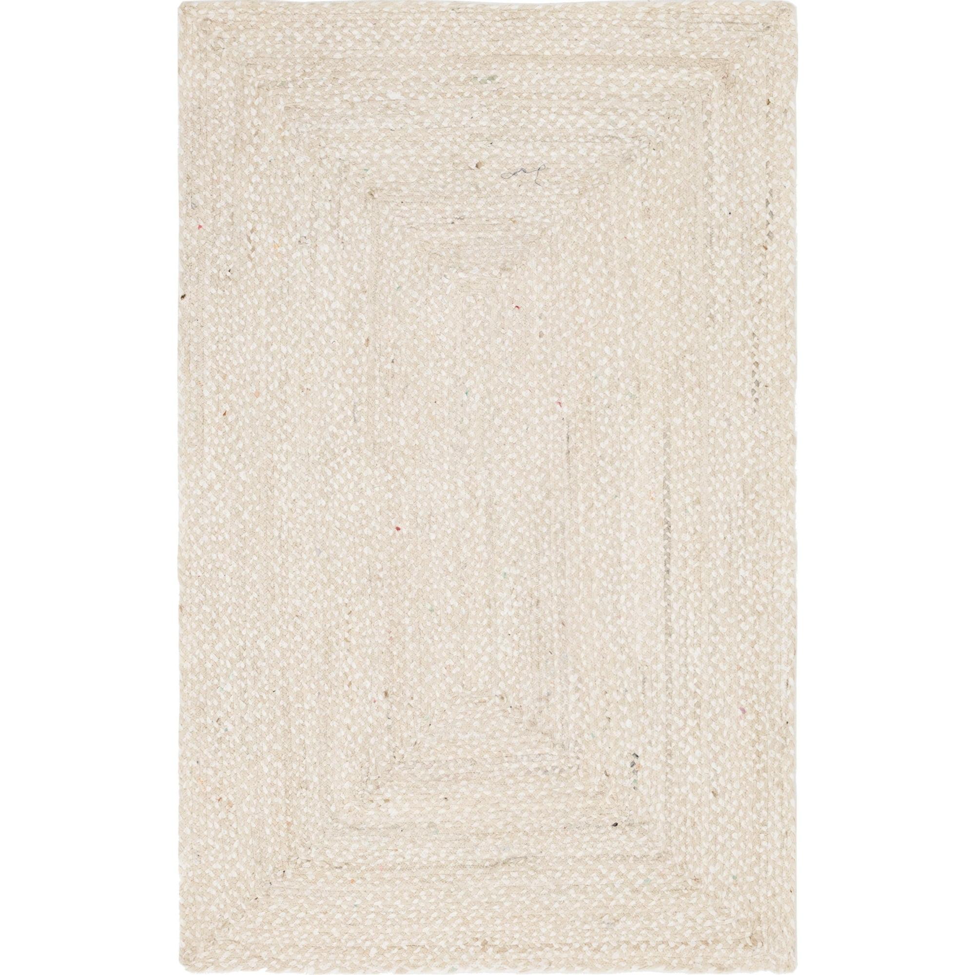 Ivory Braided Cotton Handmade 5' x 8' Area Rug