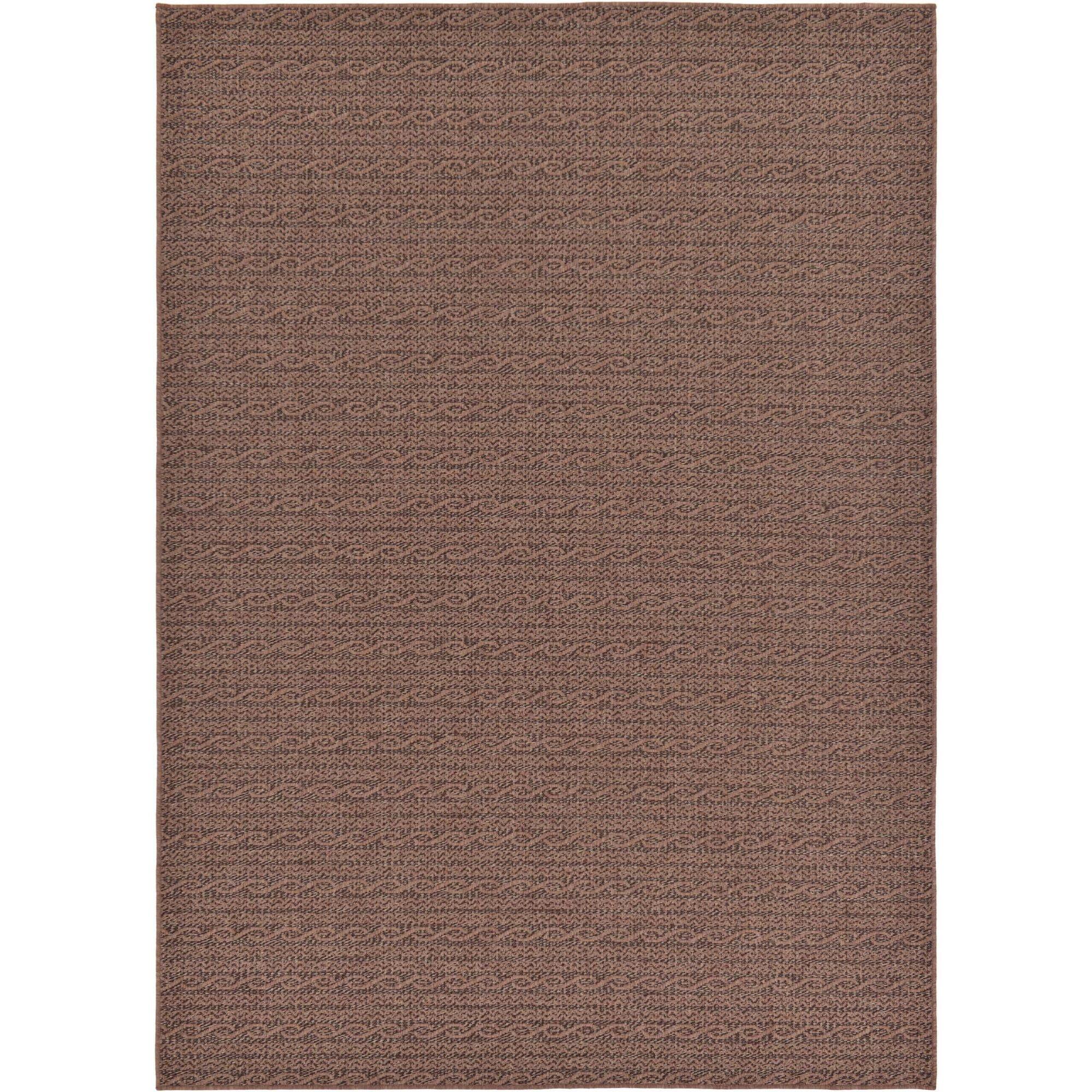 Unique Loom Links Indoor/Outdoor Modern Rug Brown/Black 7' 1" x 10' Rectangle Striped Transitional Perfect For Patio Deck Garage Entryway