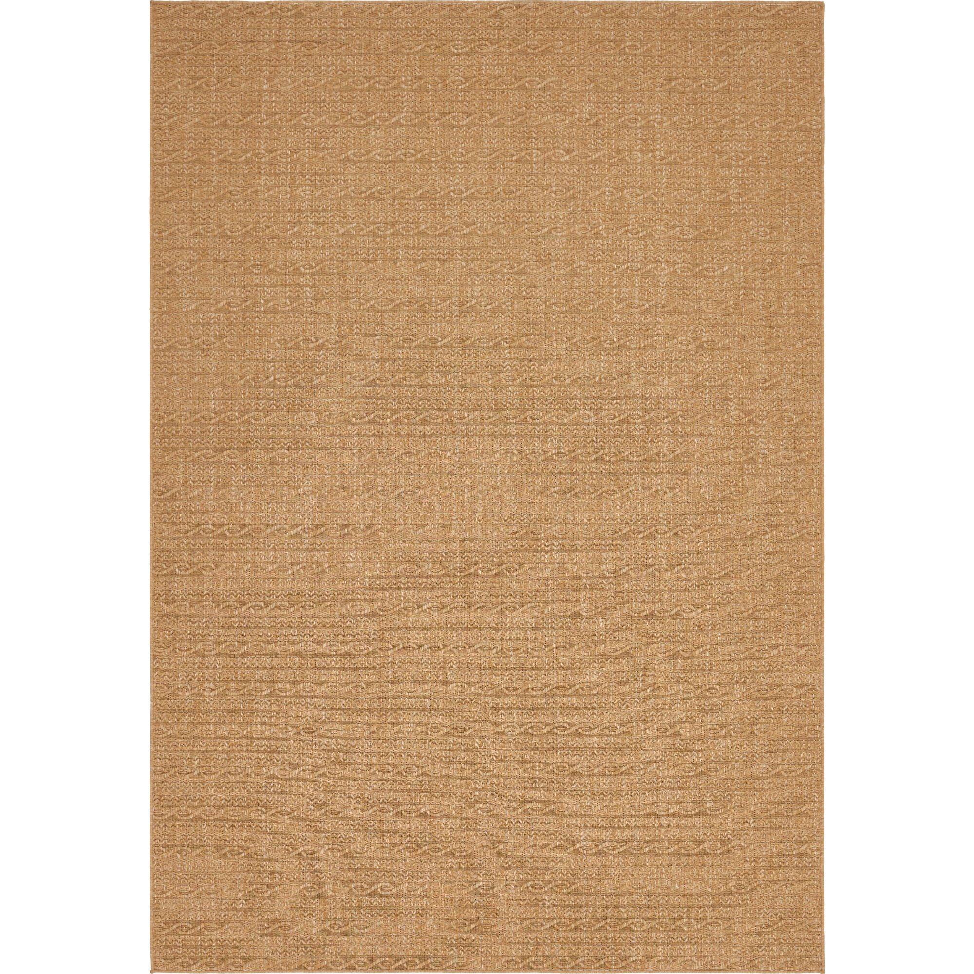 Unique Loom Links Indoor/Outdoor Modern Rug Light Brown/Brown 8' x 11' 4" Rectangle Striped Transitional Perfect For Patio Deck Garage Entryway