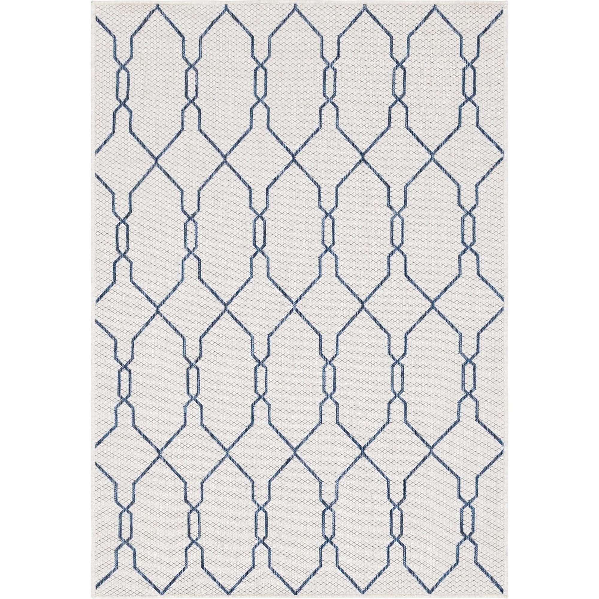 Unique Loom 4' 1 x 6' 1 Rectangle Indoor/Outdoor Trellis Ivory Area Rug