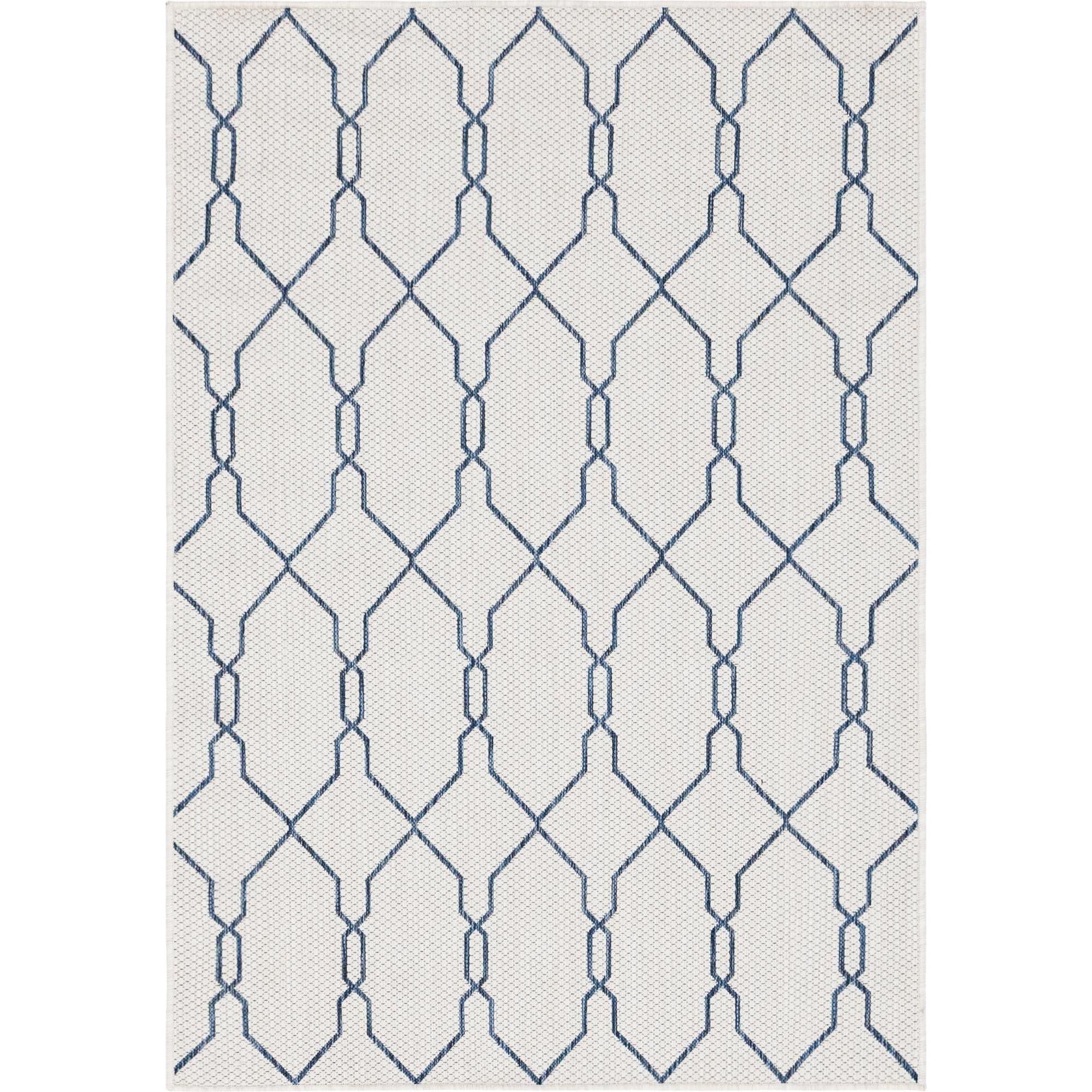 Unique Loom 4' 1 x 6' 1 Rectangle Indoor/Outdoor Trellis Ivory Area Rug
