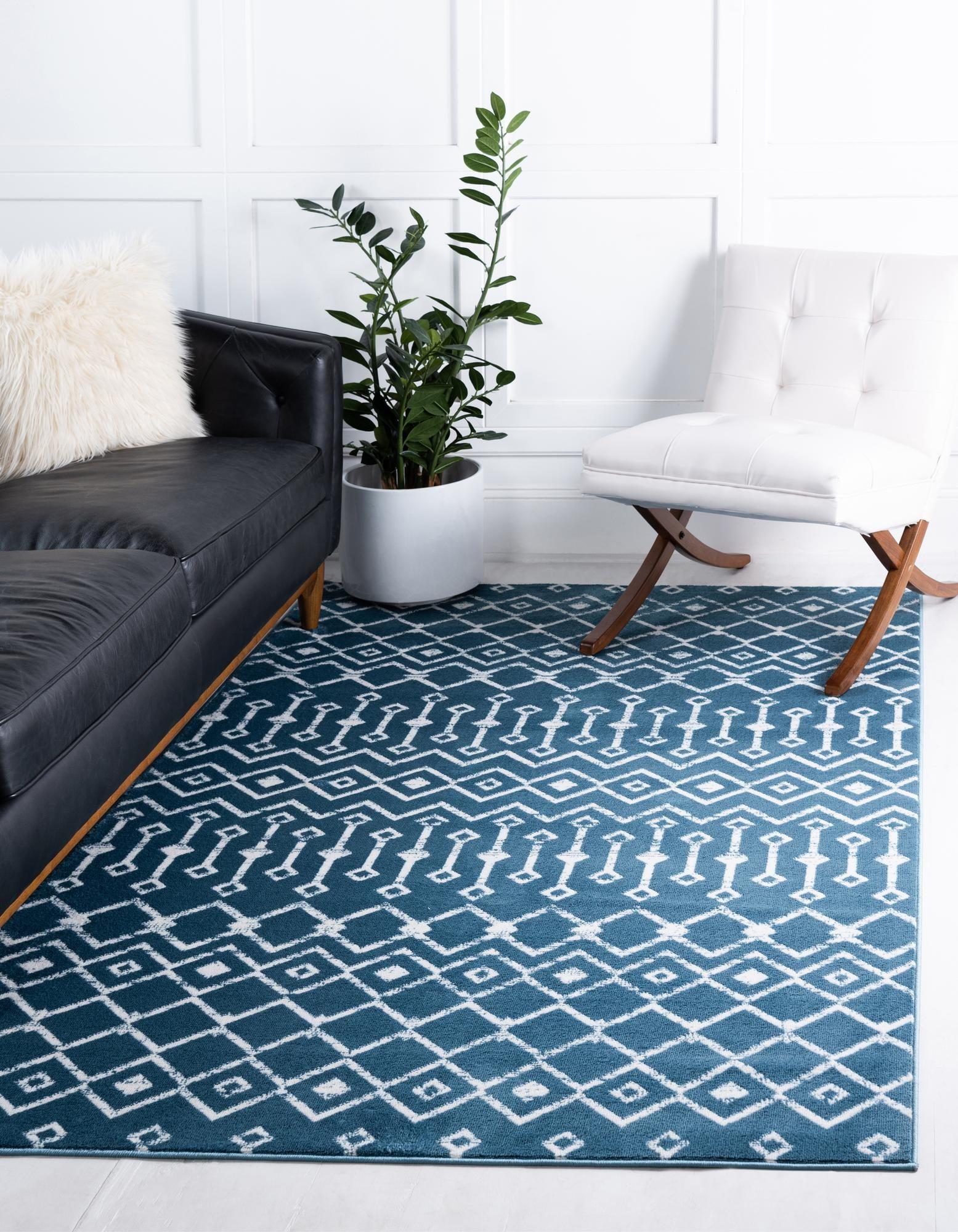 Unique Loom Moroccan Trellis Collection Area Rug - Mamounia (3' 3" x 5' 3" Rectangle Blue/Ivory)