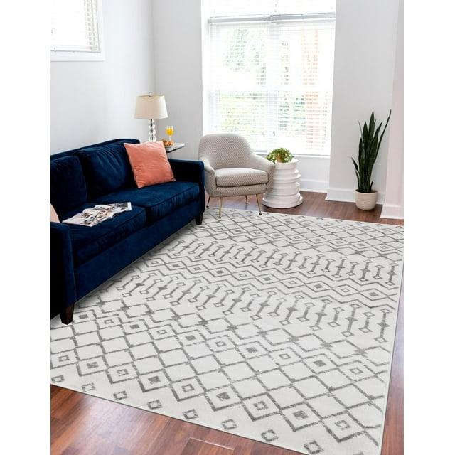 Unique Loom 4' 1 x 6' 1 Rectangle Moroccan Trellis Ivory Area Rug