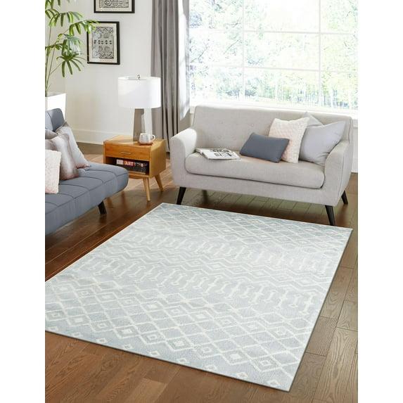 Unique Loom 6' 1 x 9' 0 Rectangle Moroccan Trellis Light Blue Area Rug