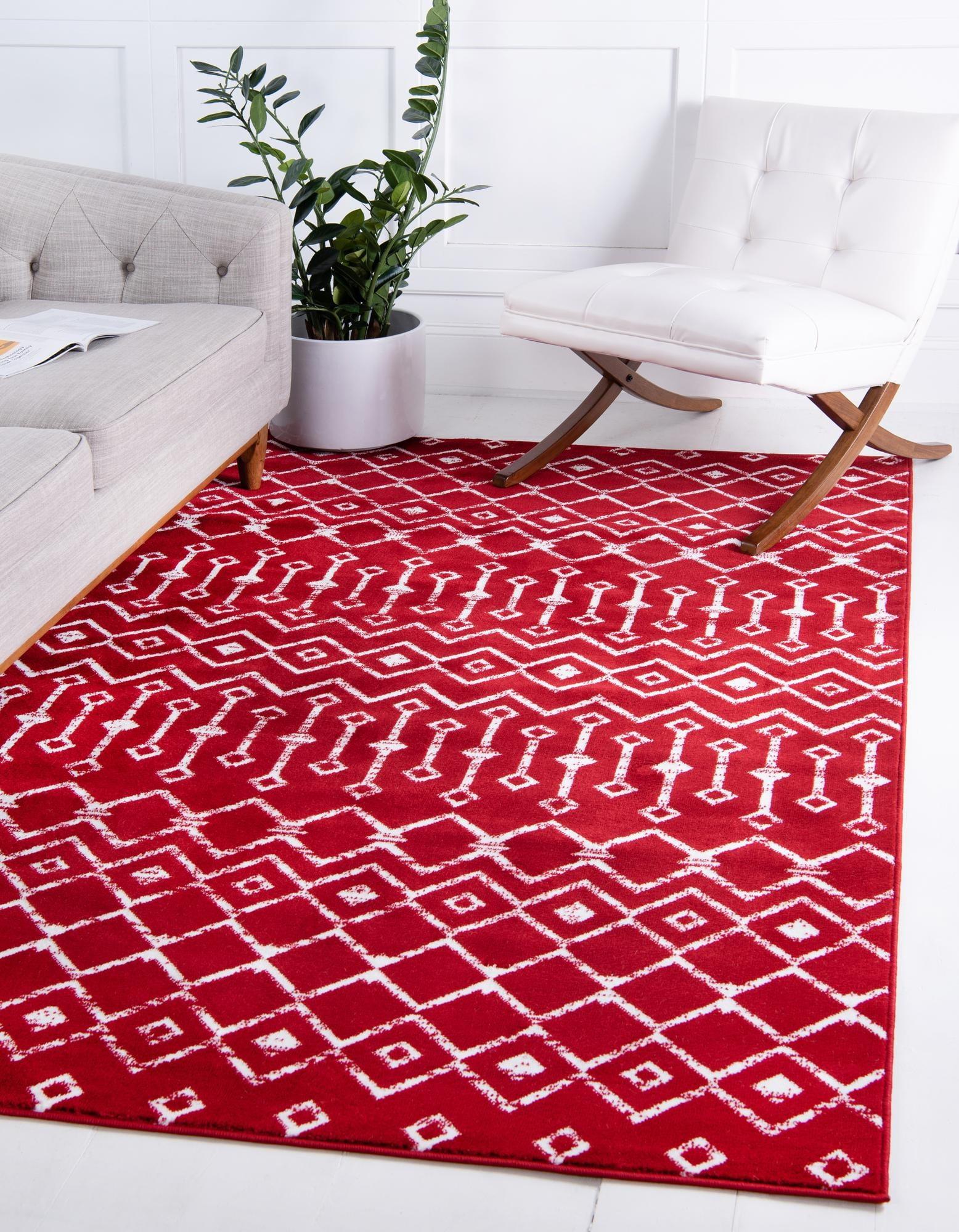 Trellis Elegance 6' x 9' Red Synthetic Rectangular Rug