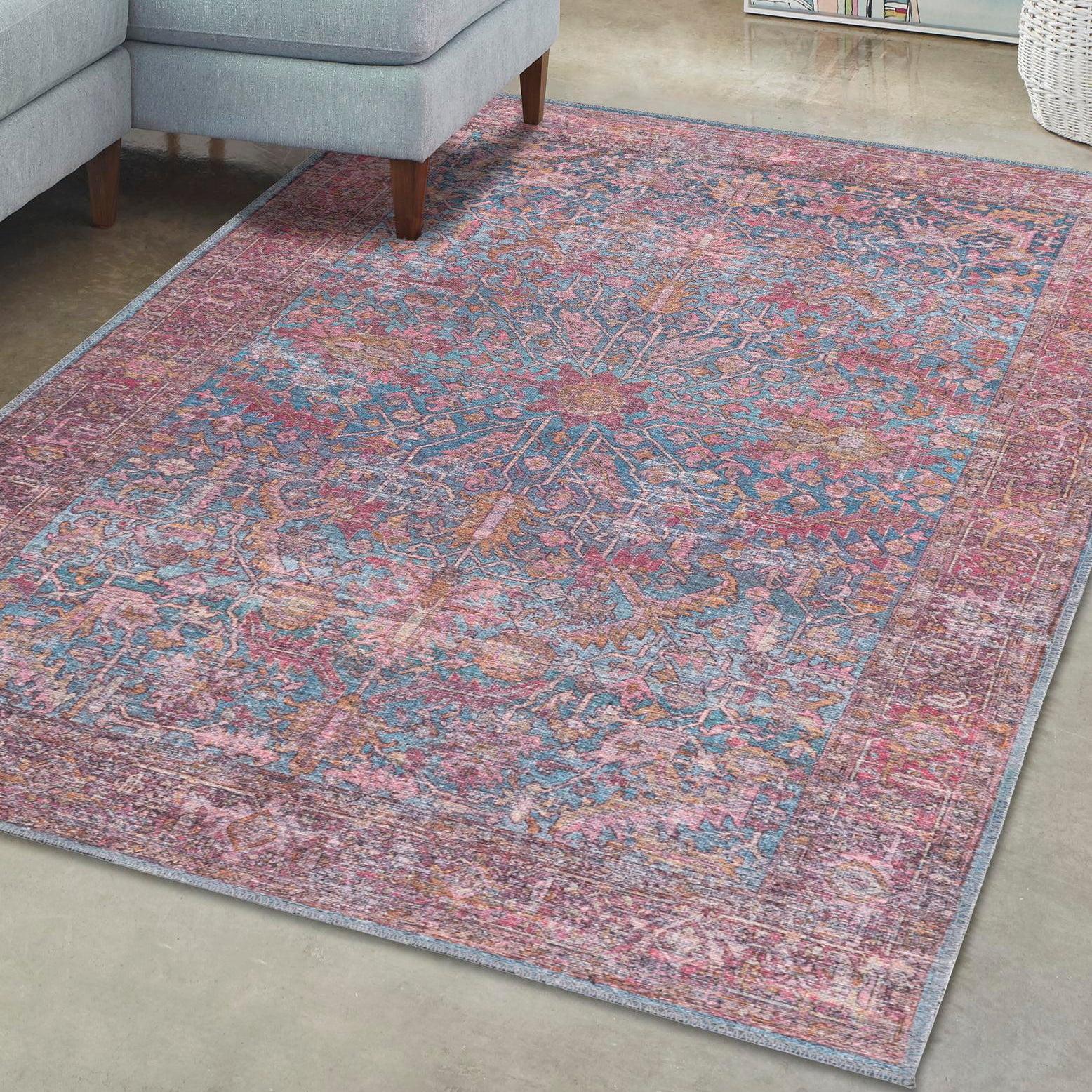Unique Loom 10' 6 x 13' 0 Mangata Morgan Machine Washable Antique Blue Area Rug